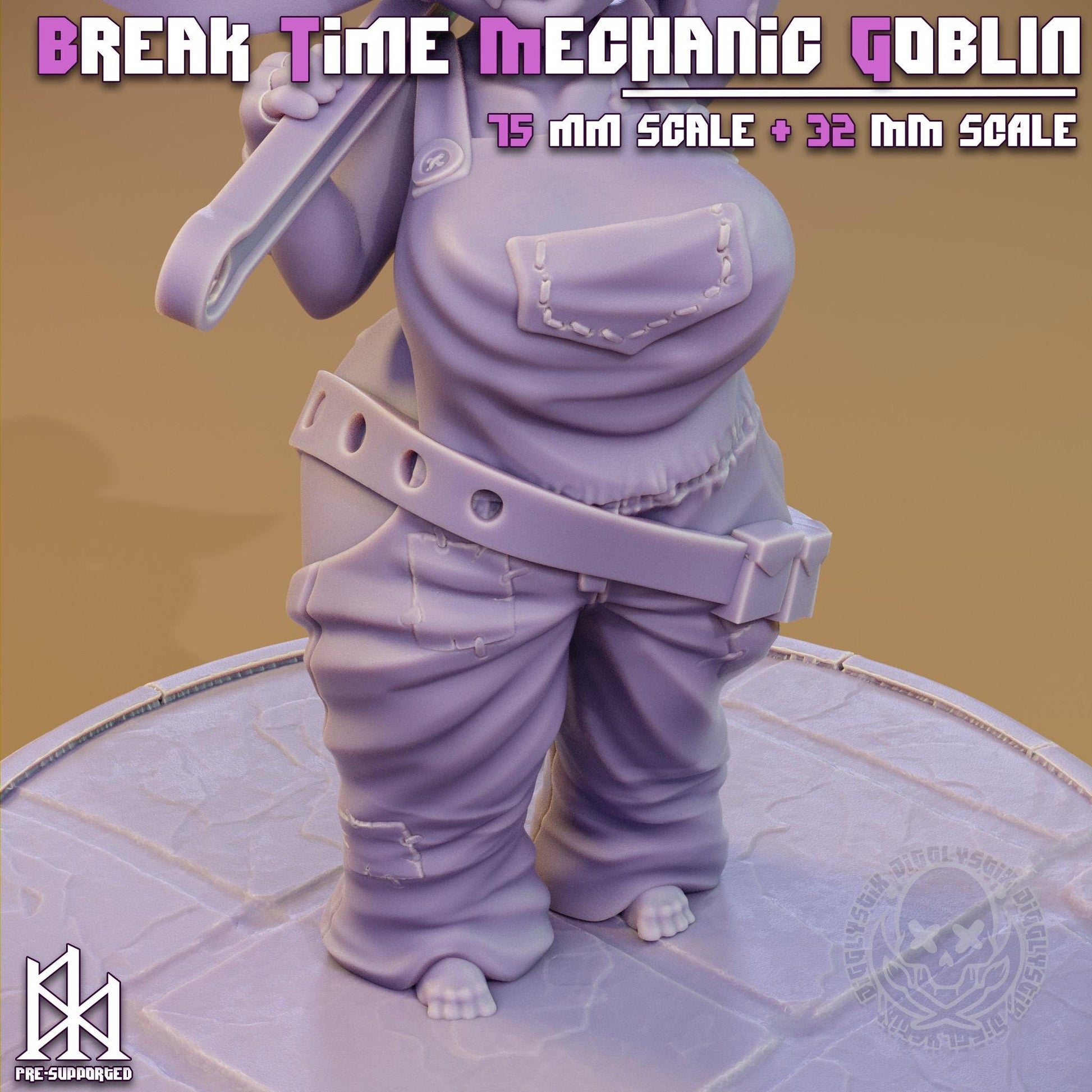 Breaktime Goblin Mechanic Pin Up Miniature | Jigglystix