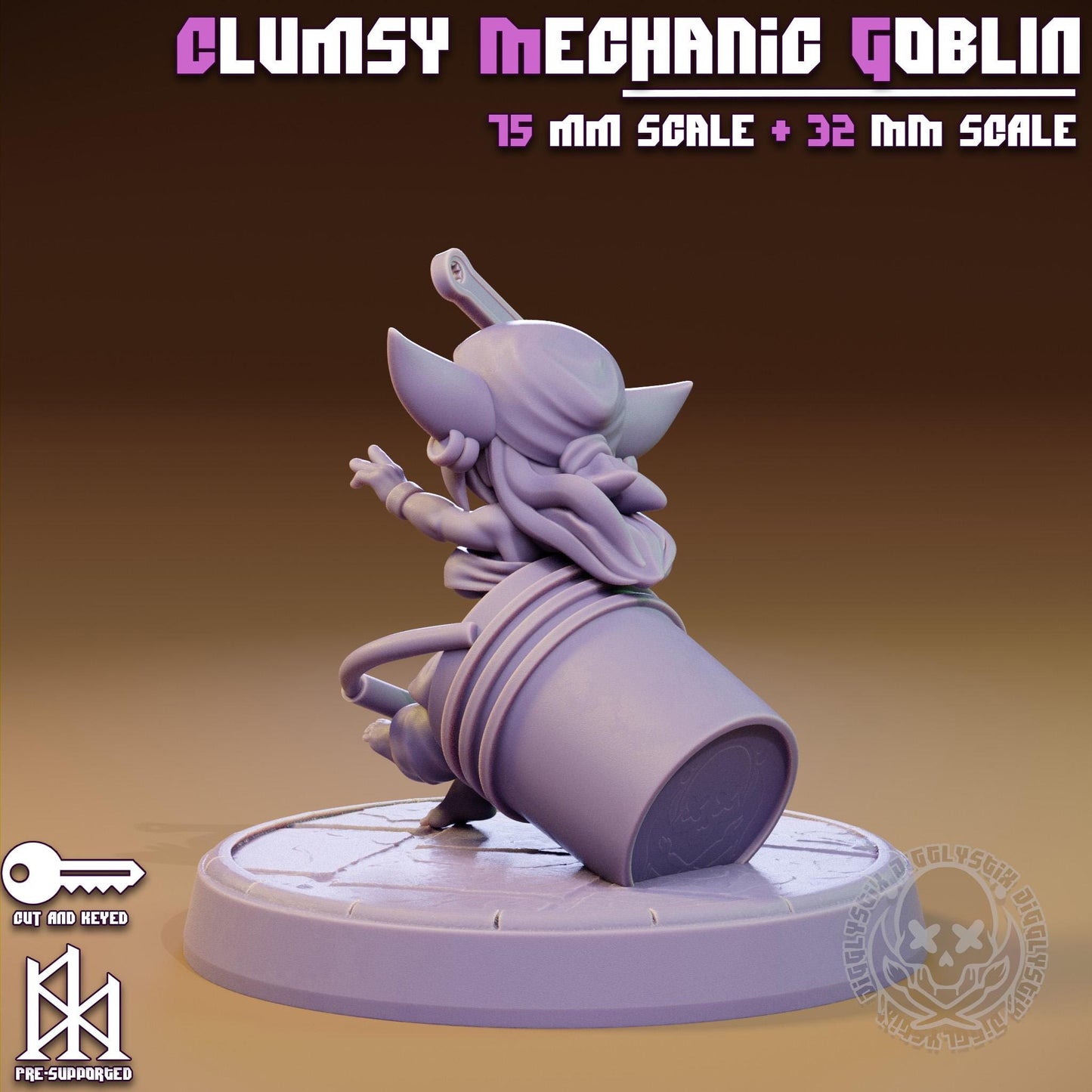 Clumsy Mechanic Goblin Pin Up Miniature | Jigglystix