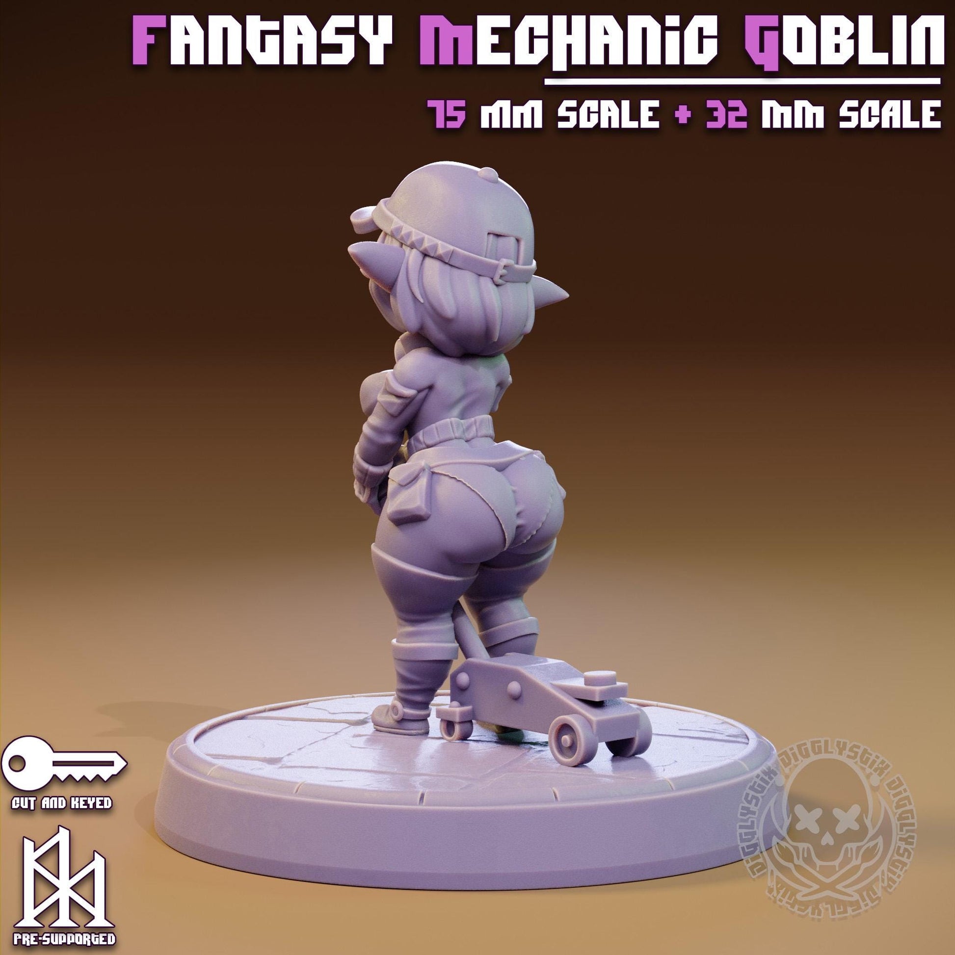 Fantasy Mechanic Goblin Pin Up Miniature | Jigglystix