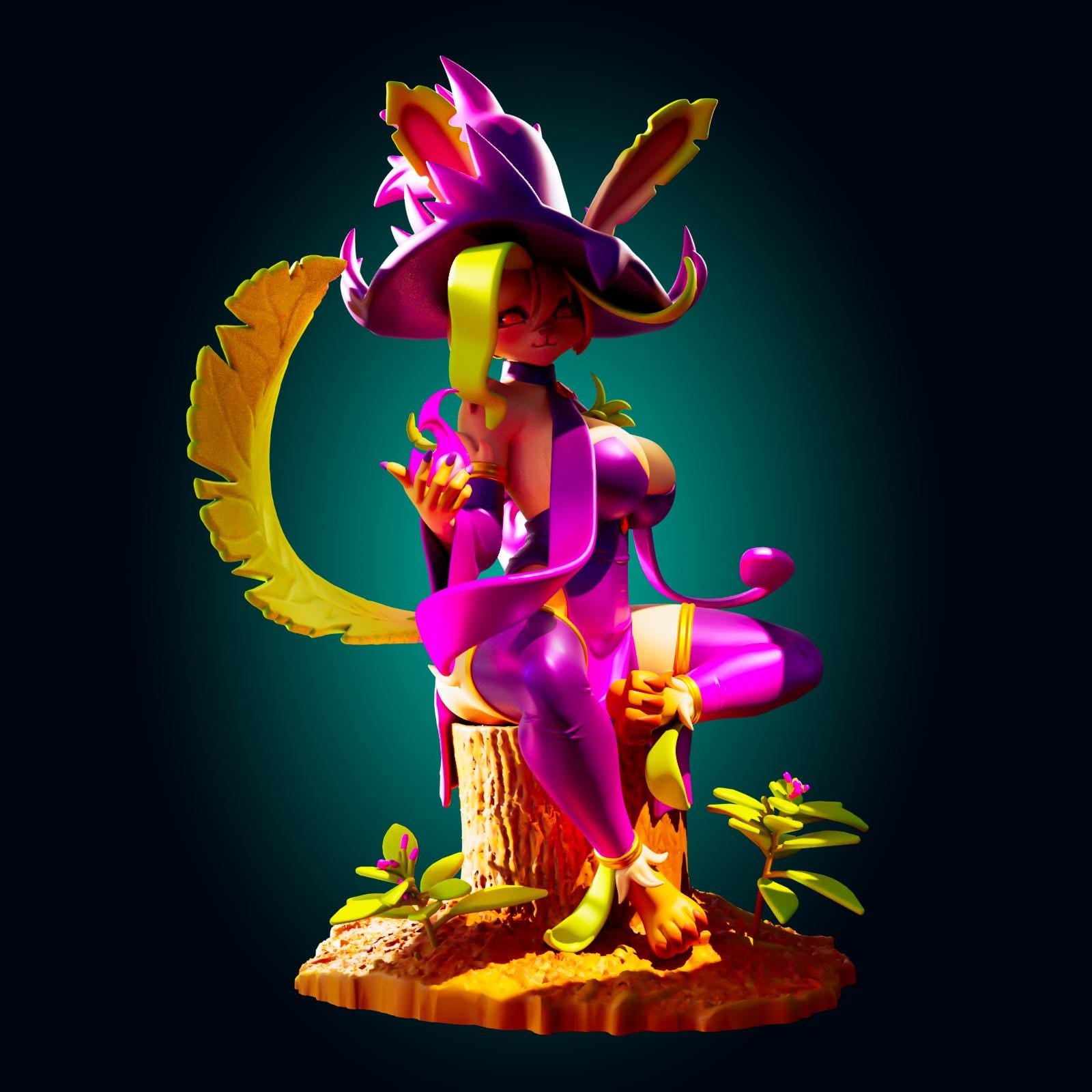 Leaf Fox Girl Model Kit | 3D Resin Print Figurine | Officer Rhu