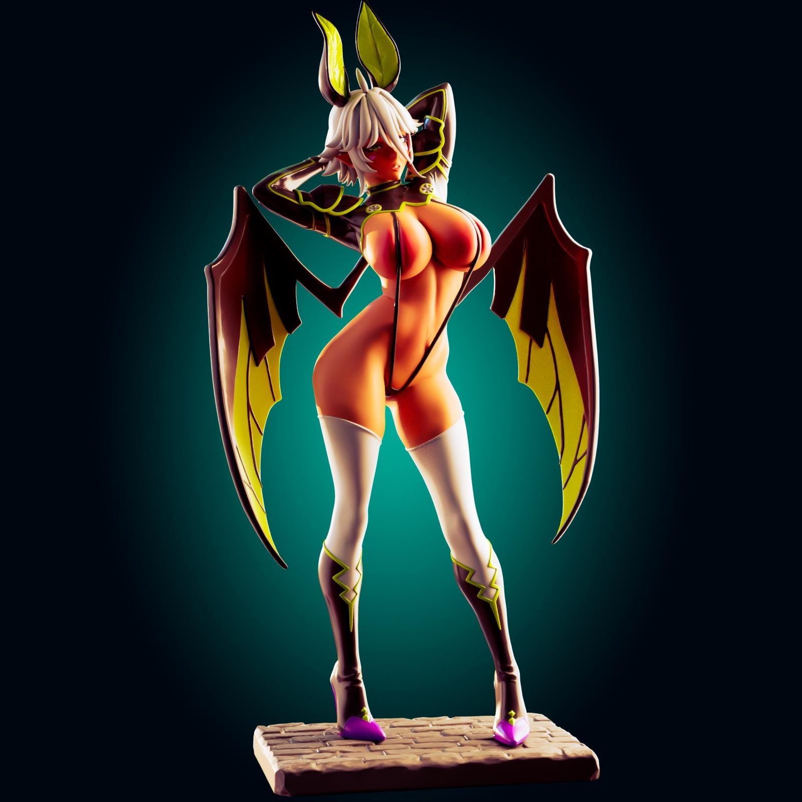 Demon Bat Girl Pin Up Model Kit | 3D Resin Print Figurine | Officer Rhu