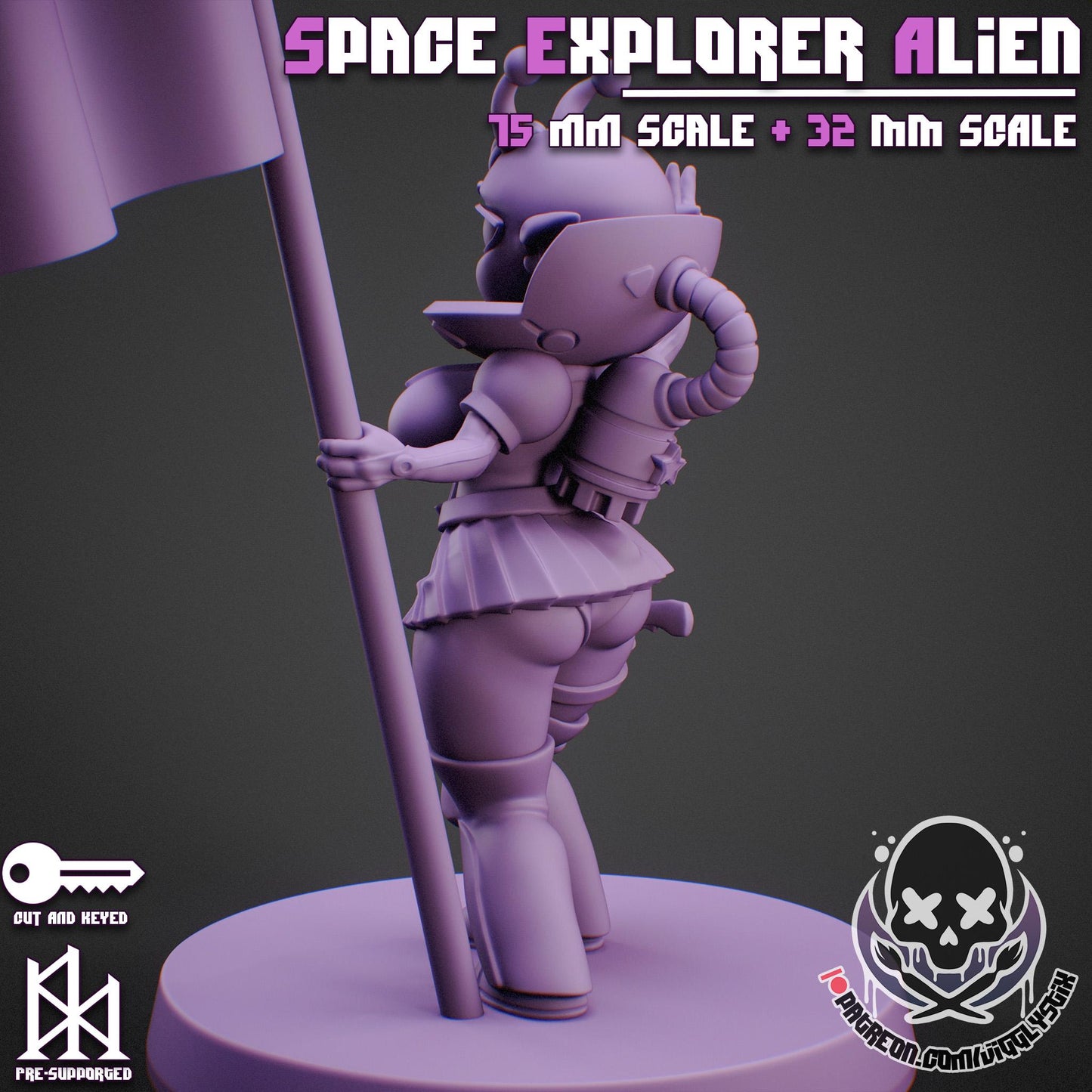 Space Explorer Alien Pin Up Miniature | Jigglystix
