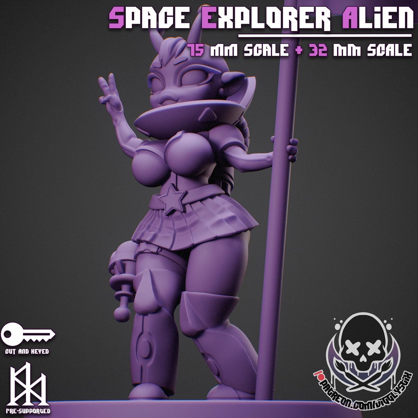 Space Explorer Alien Pin Up Miniature | Jigglystix