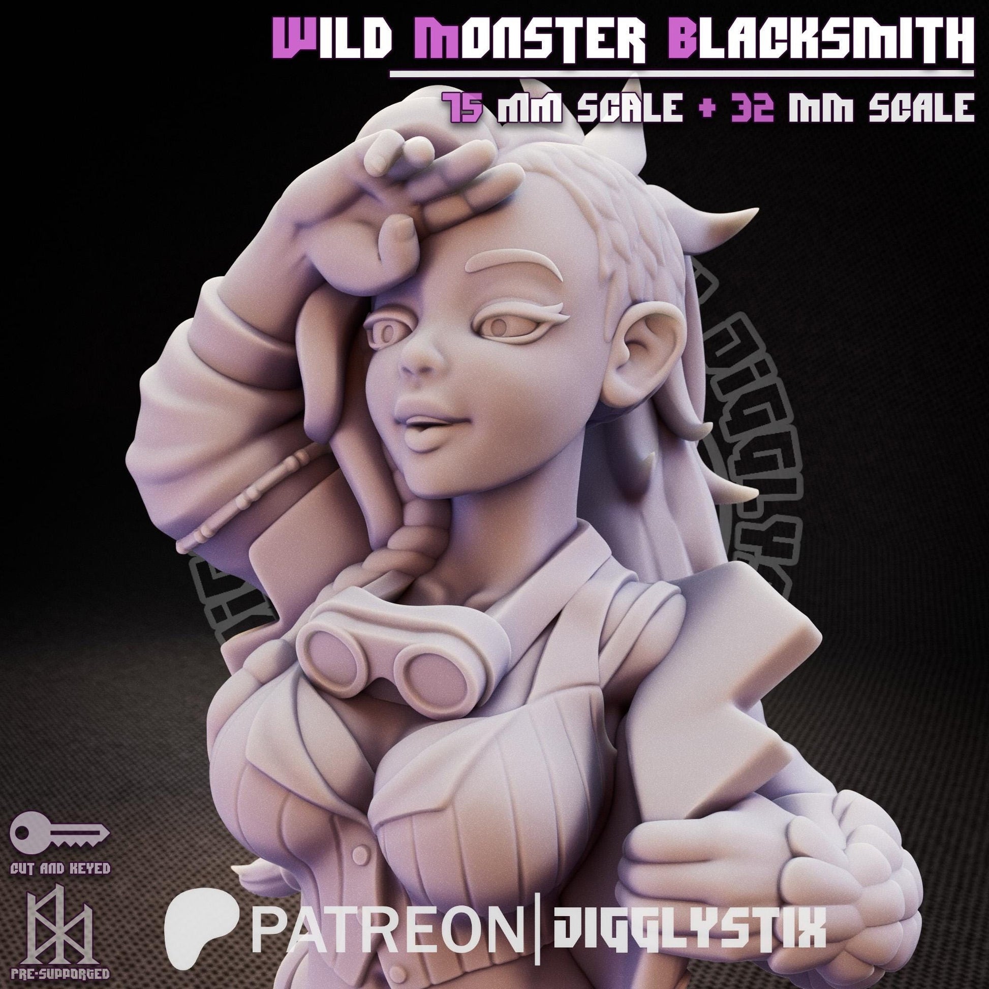 Wild Monster Blacksmith Pin Up Miniature | Jigglystix