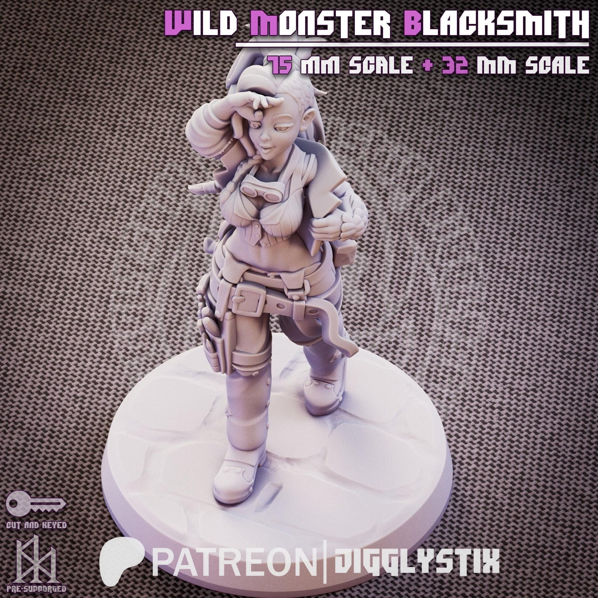 Wild Monster Blacksmith Pin Up Miniature | Jigglystix