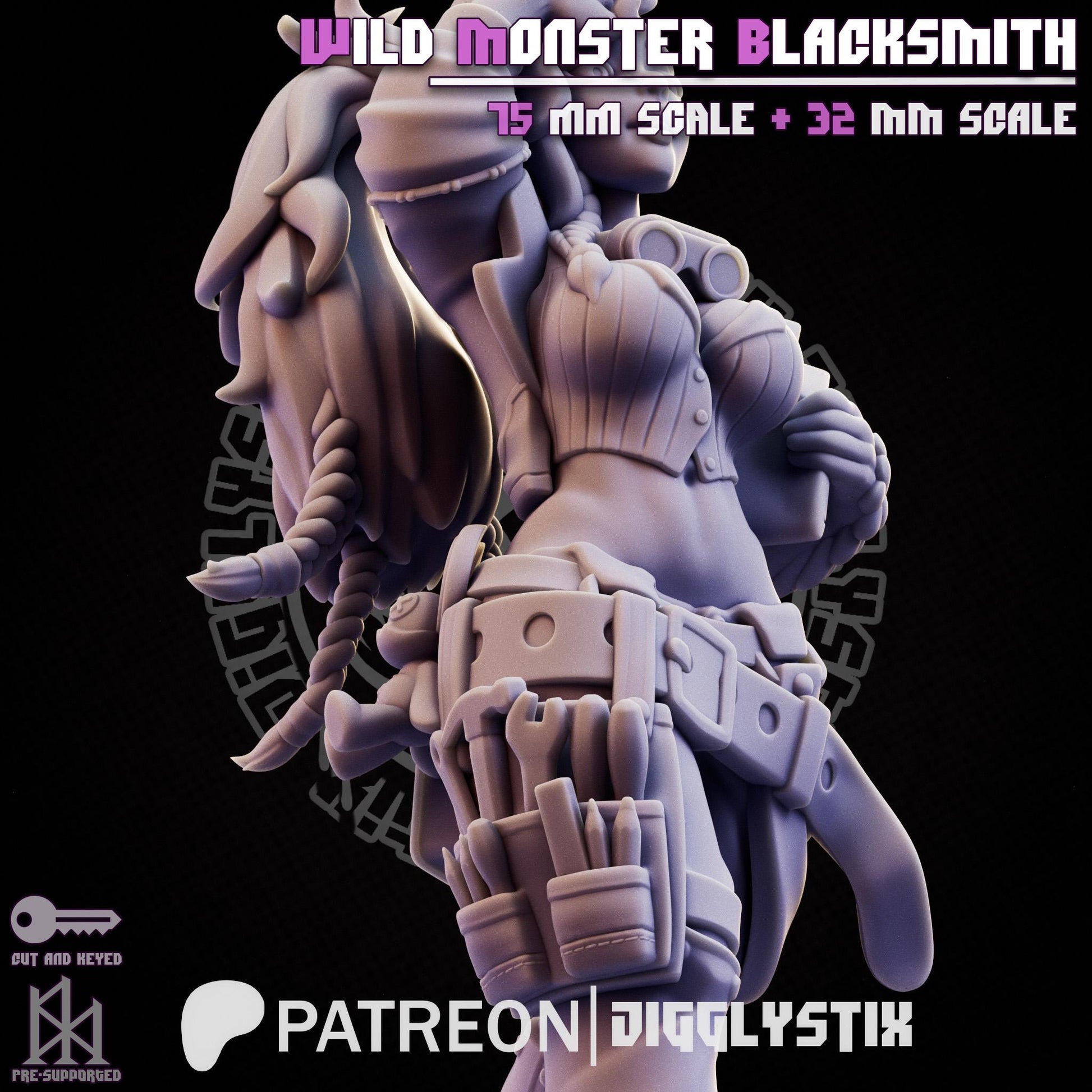Wild Monster Blacksmith Pin Up Miniature | Jigglystix