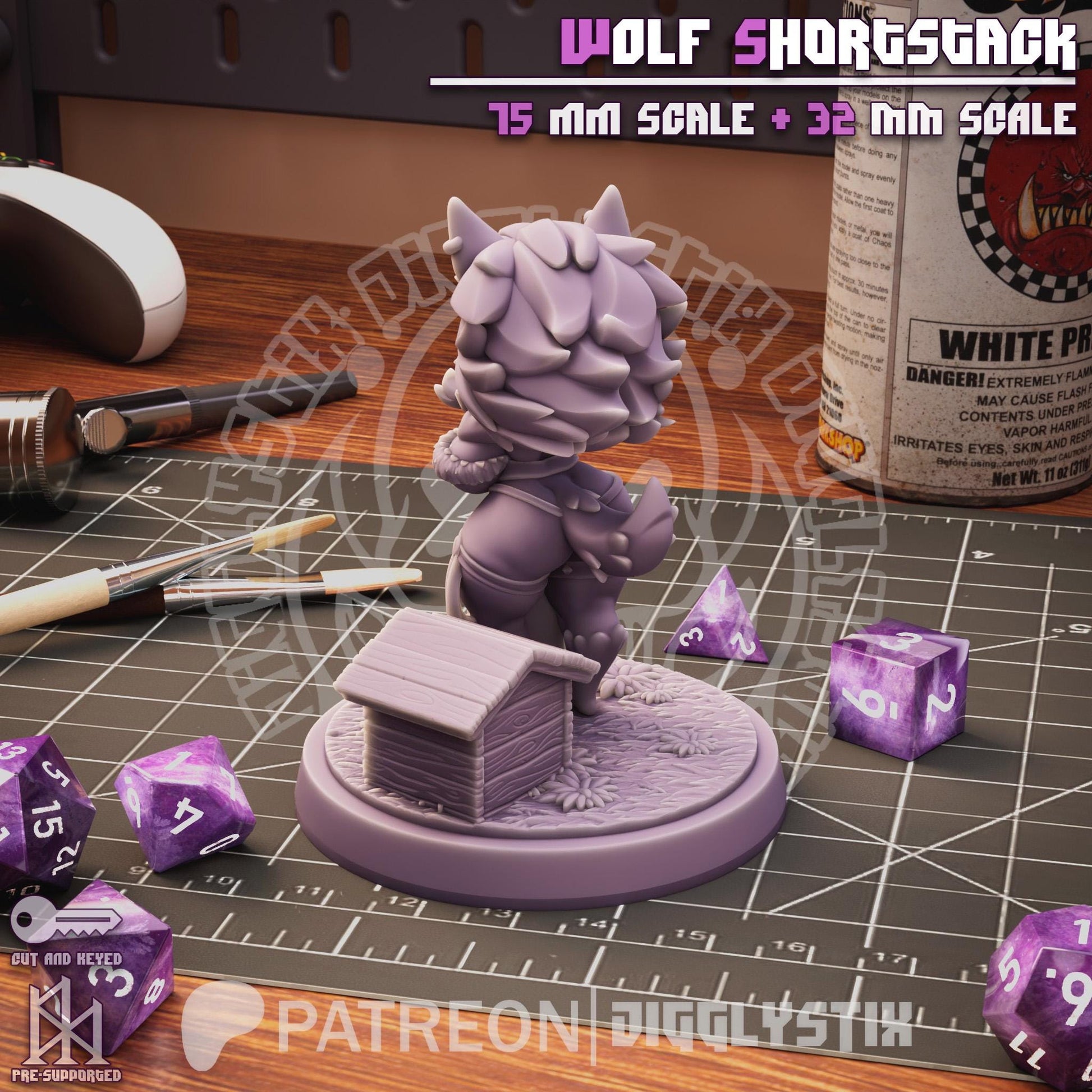 Wolf Shortstack Pin Up Miniature | Jigglystix