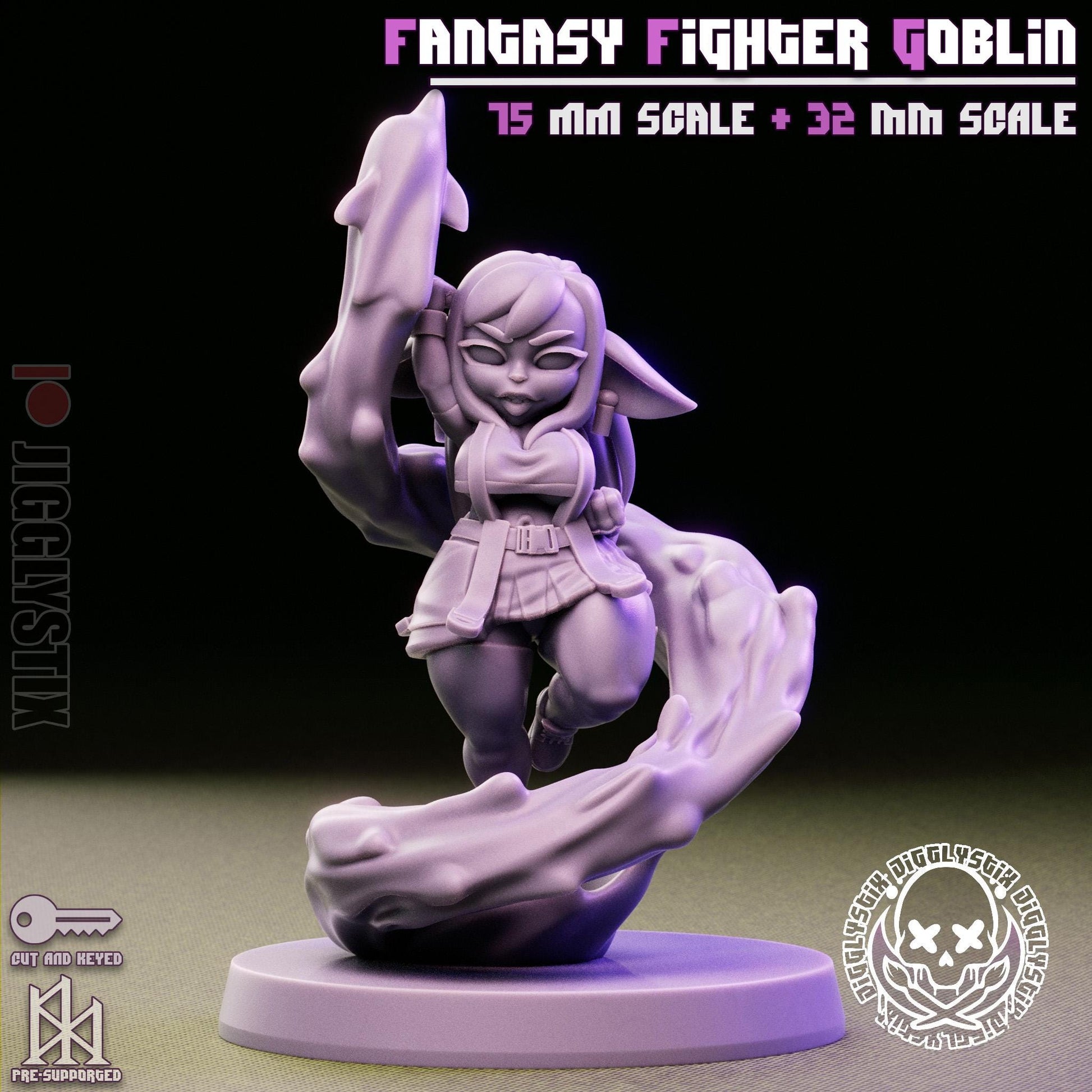 Fantasy Fighter Goblin Pin Up Miniature | Jigglystix