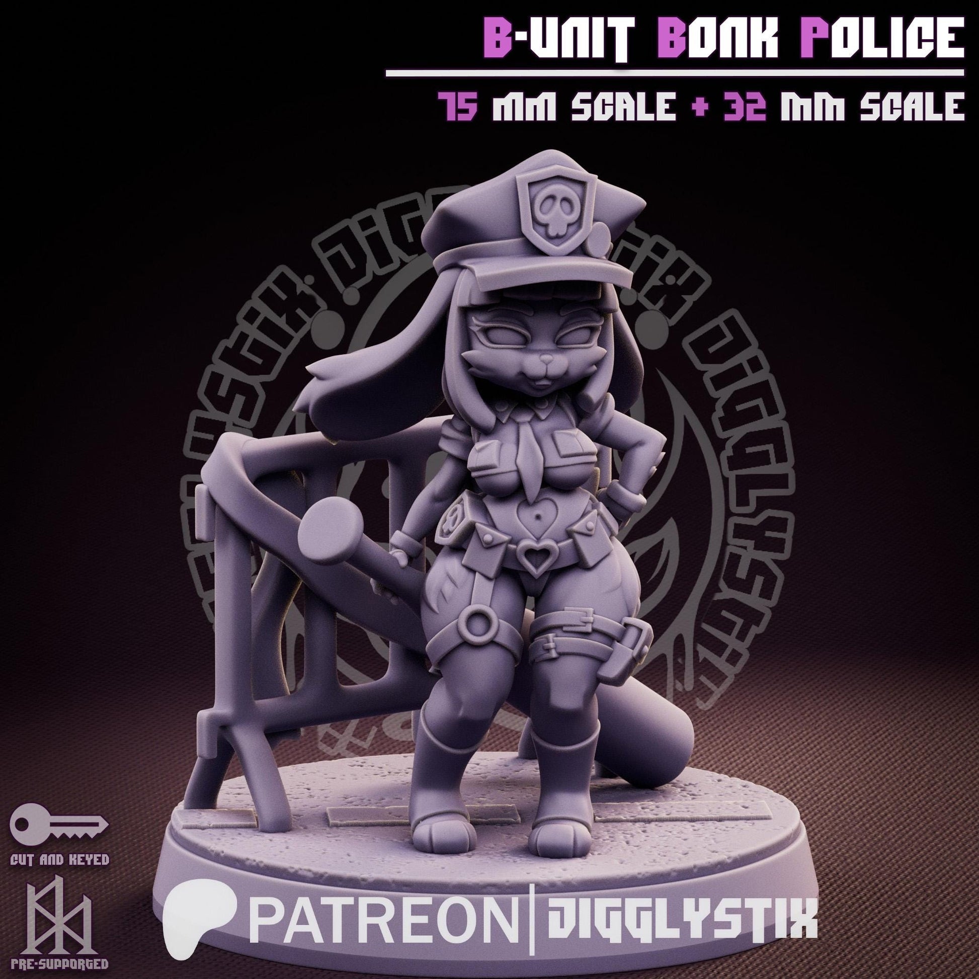 Bunny Cop Pin Up Miniature | Jigglystix