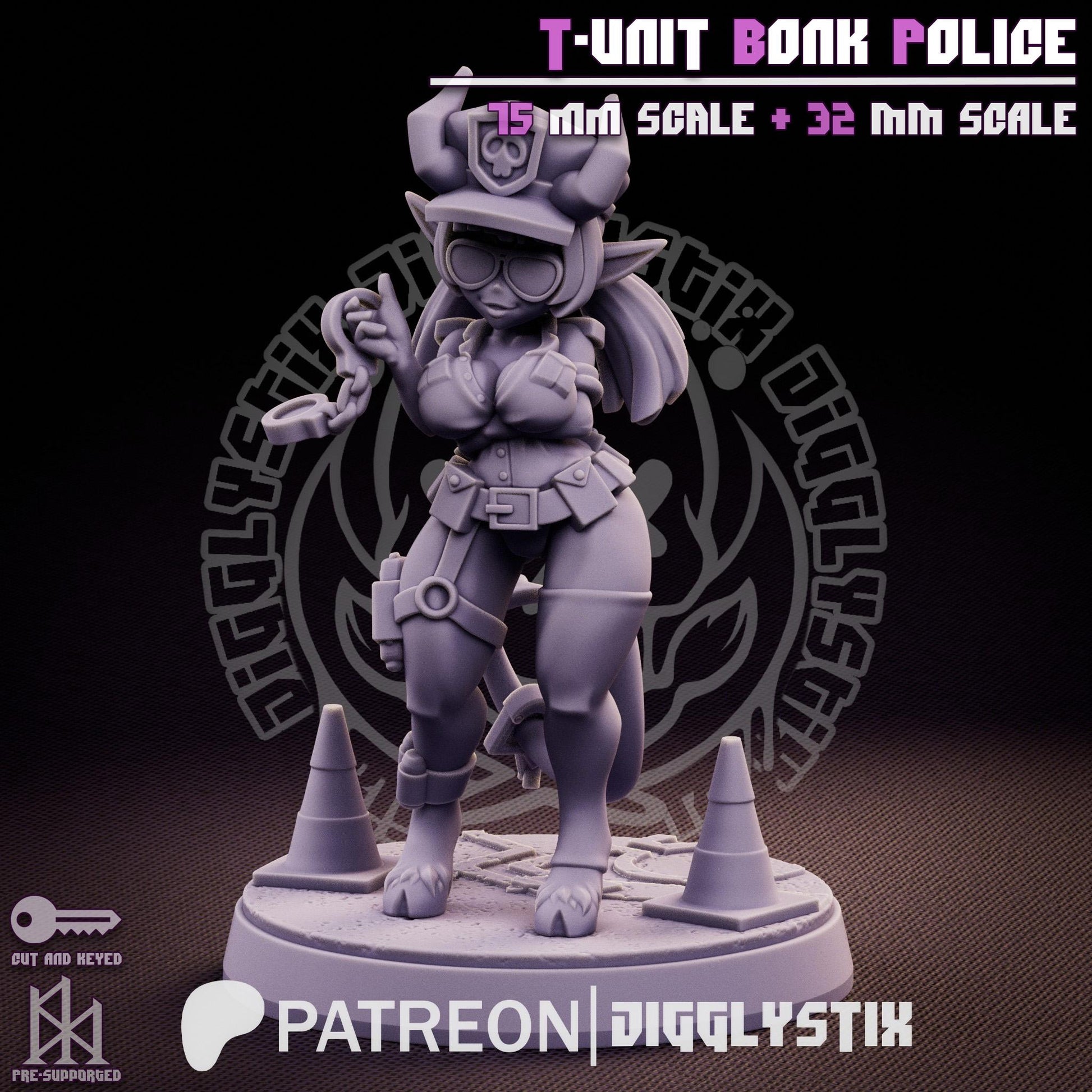 Tiefling Cop Pin Up Miniature | Jigglystix