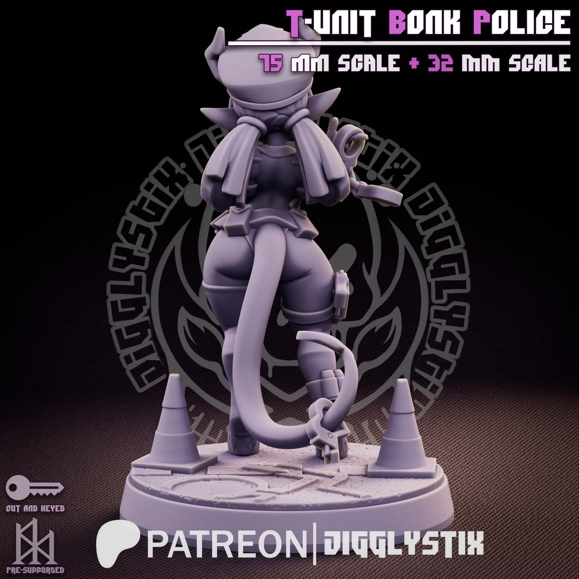 Tiefling Cop Pin Up Miniature | Jigglystix