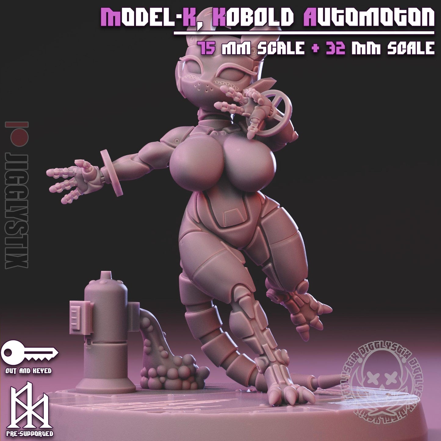 Model-K, Kobold Automaton Pin Up Miniature | Jigglystix