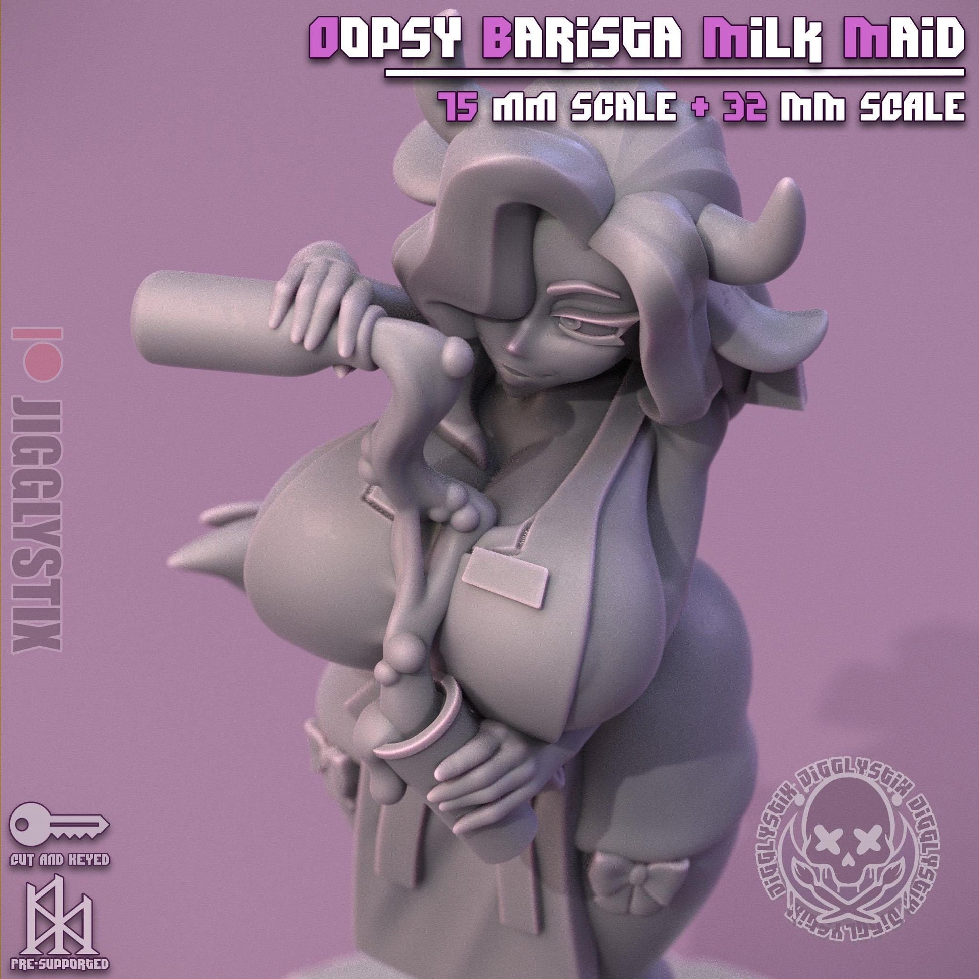 Oopsy Barista Milk Maid Pin Up Miniature | Jigglystix