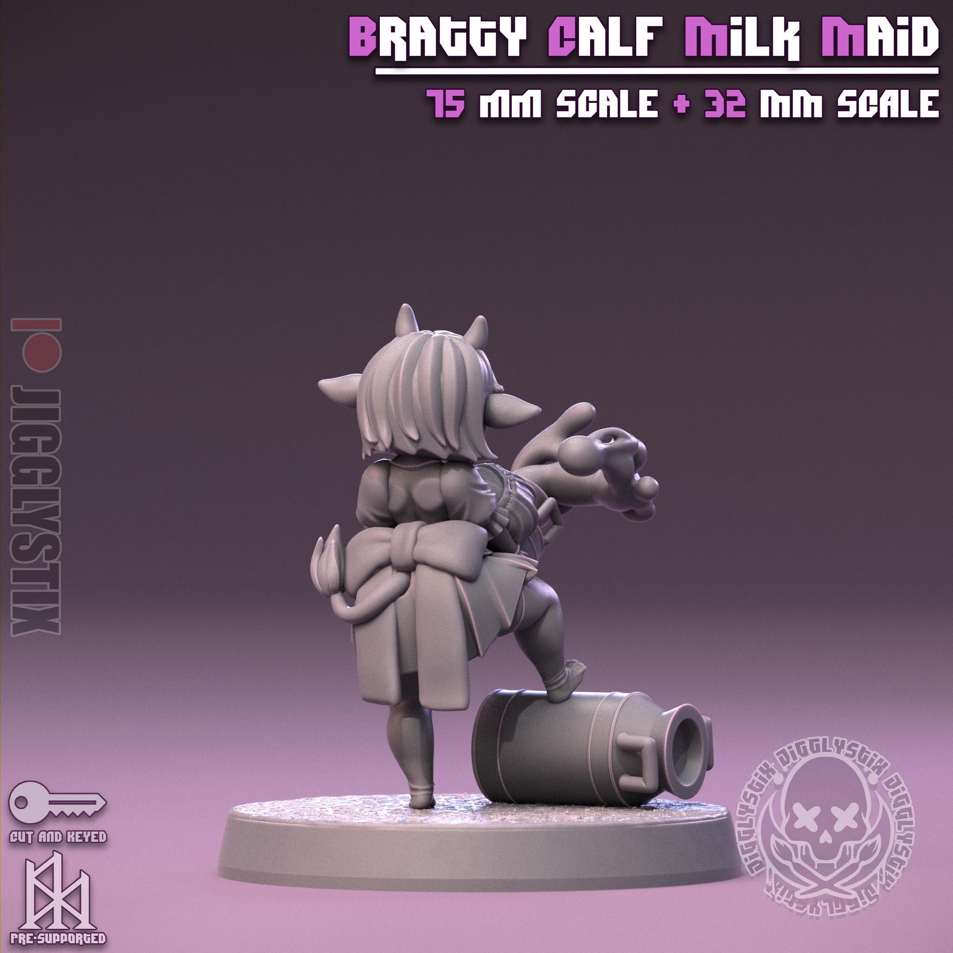 Bratty Calf Milk Maid Pin Up Miniature | Jigglystix