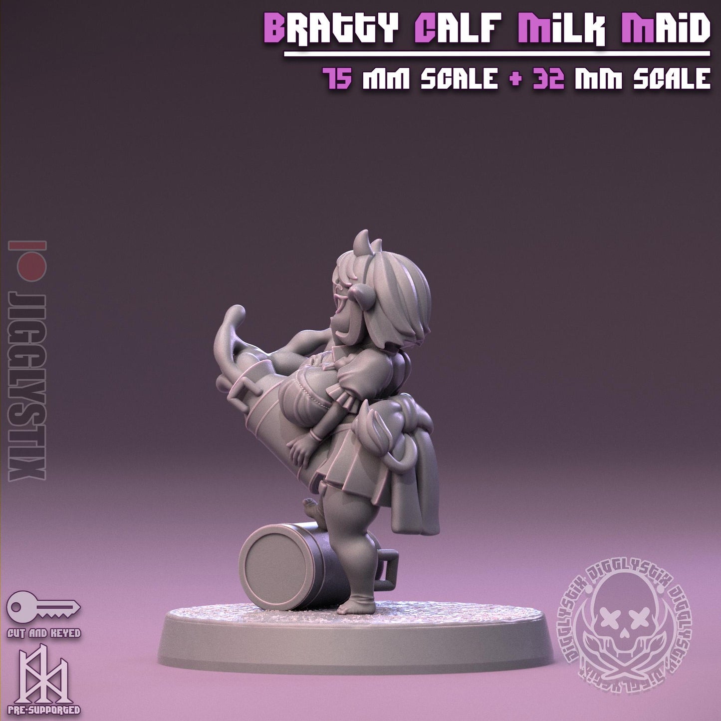 Bratty Calf Milk Maid Pin Up Miniature | Jigglystix