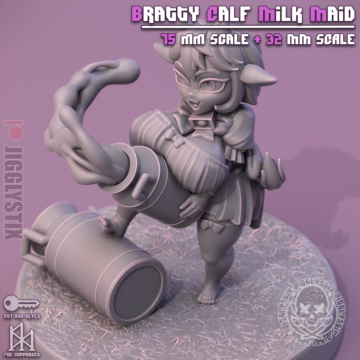 Bratty Calf Milk Maid Pin Up Miniature | Jigglystix