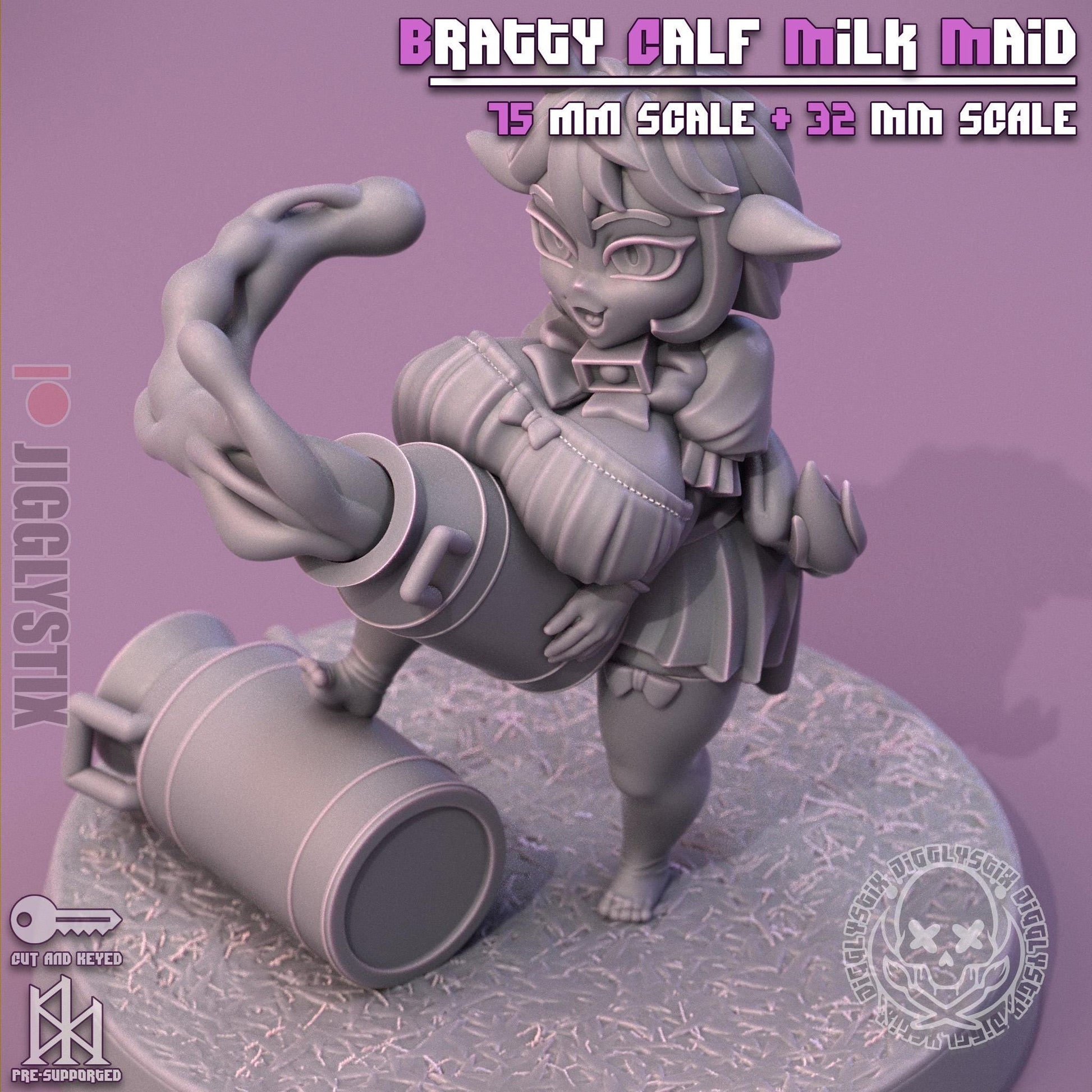 Bratty Calf Milk Maid Pin Up Miniature | Jigglystix