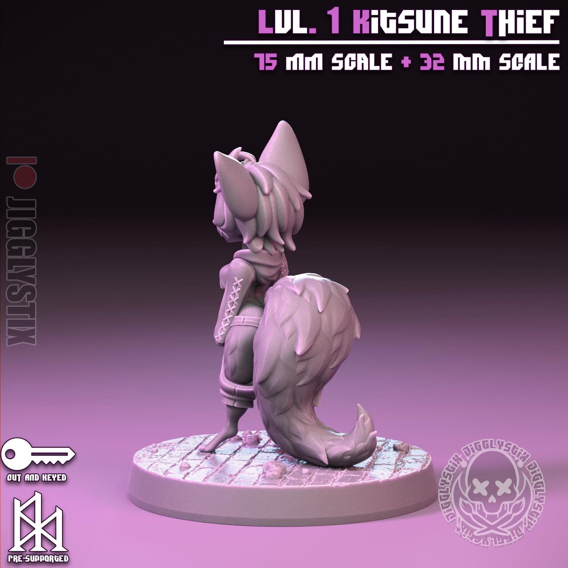 Lvl. 1 Kitsune Thief Pin Up Miniature | Jigglystix