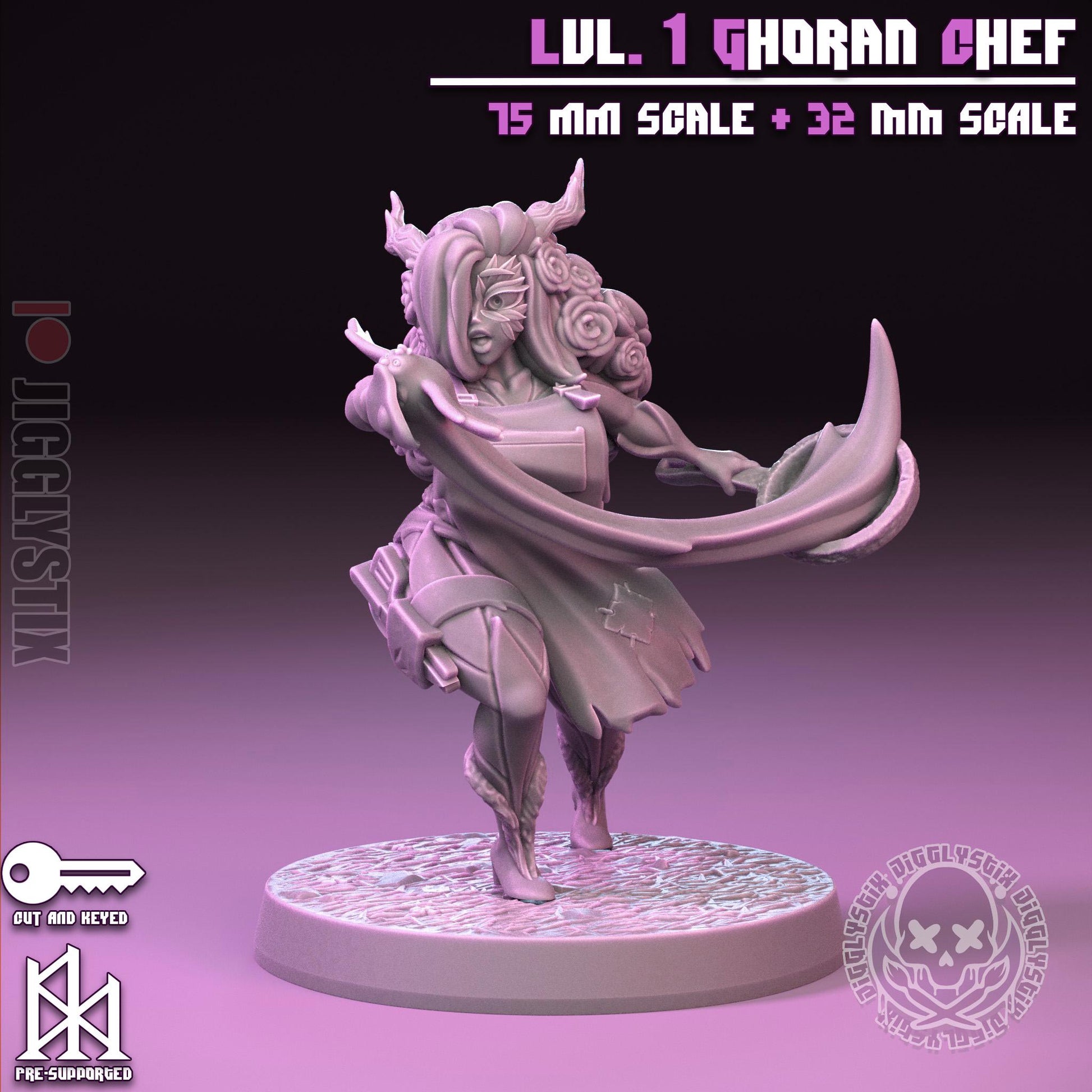 Lvl. 1 Ghoran Chef Pin Up Miniature | Jigglystix