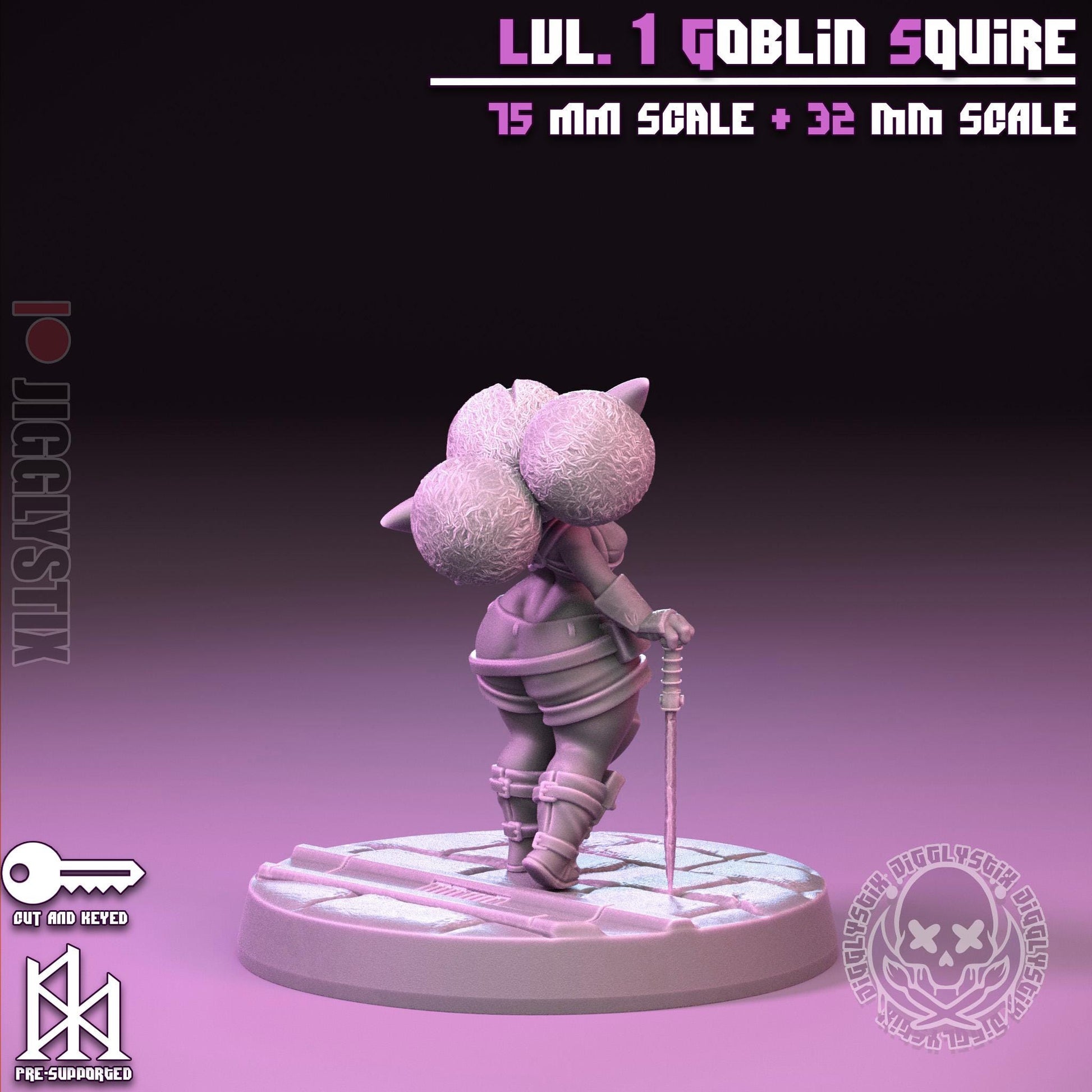 Lvl. 1 Goblin Squire Pin Up Miniature | Jigglystix