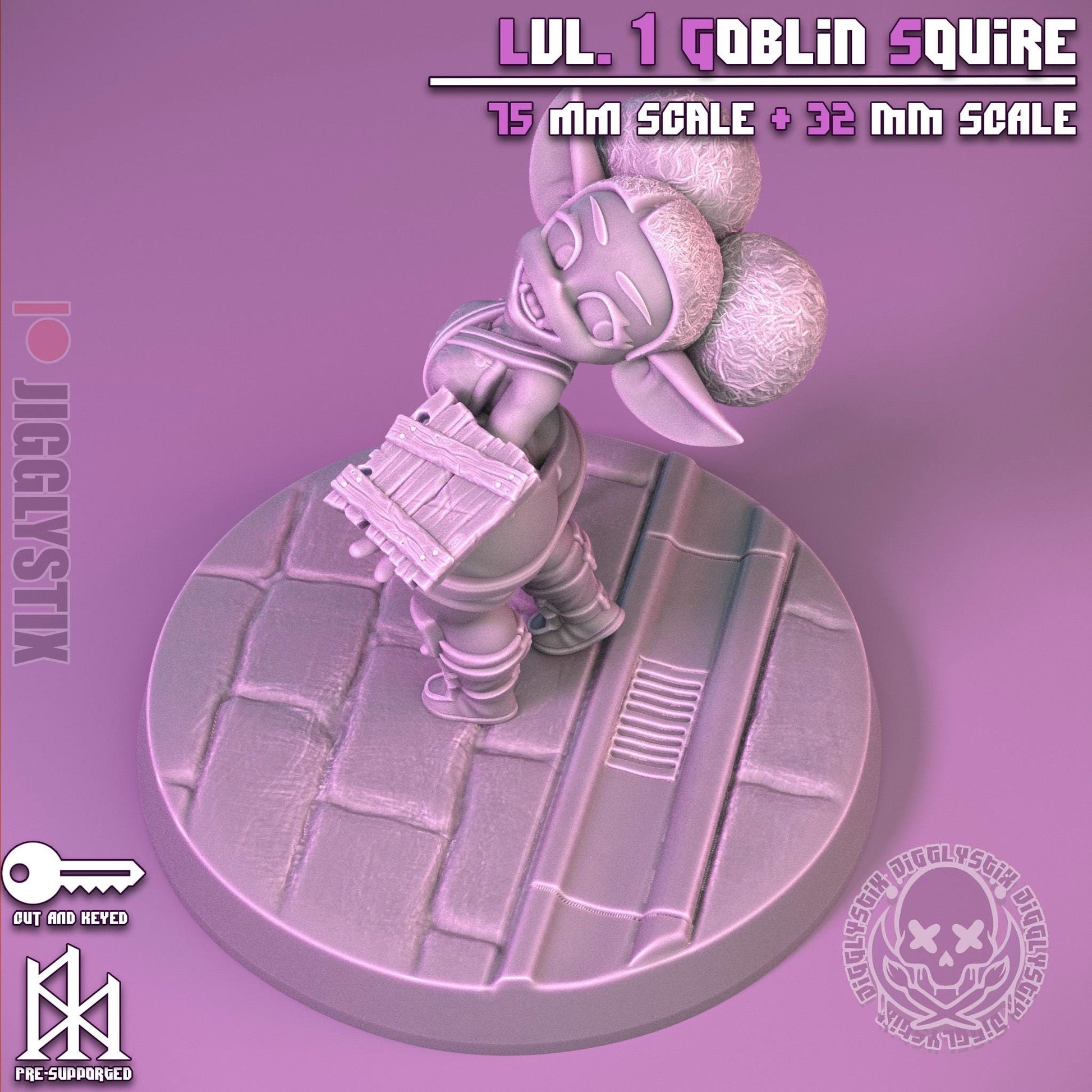Lvl. 1 Goblin Squire Pin Up Miniature | Jigglystix