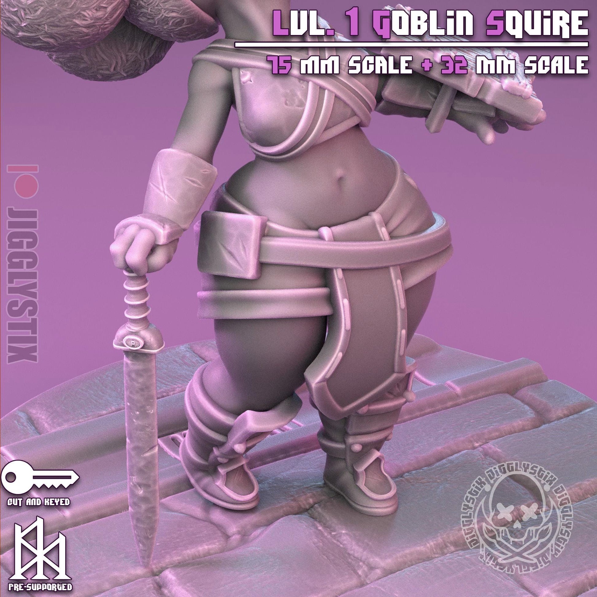 Lvl. 1 Goblin Squire Pin Up Miniature | Jigglystix