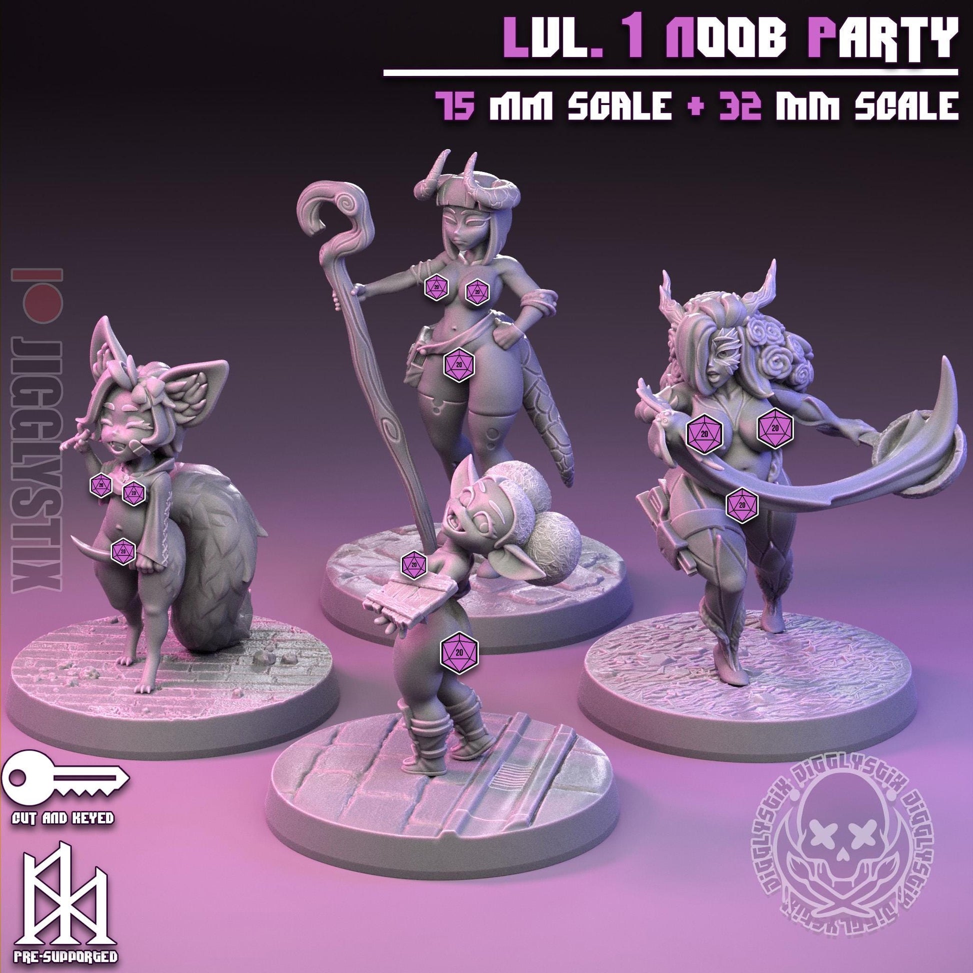 Noob Party Pin Up Miniature Bundle | Jigglystix