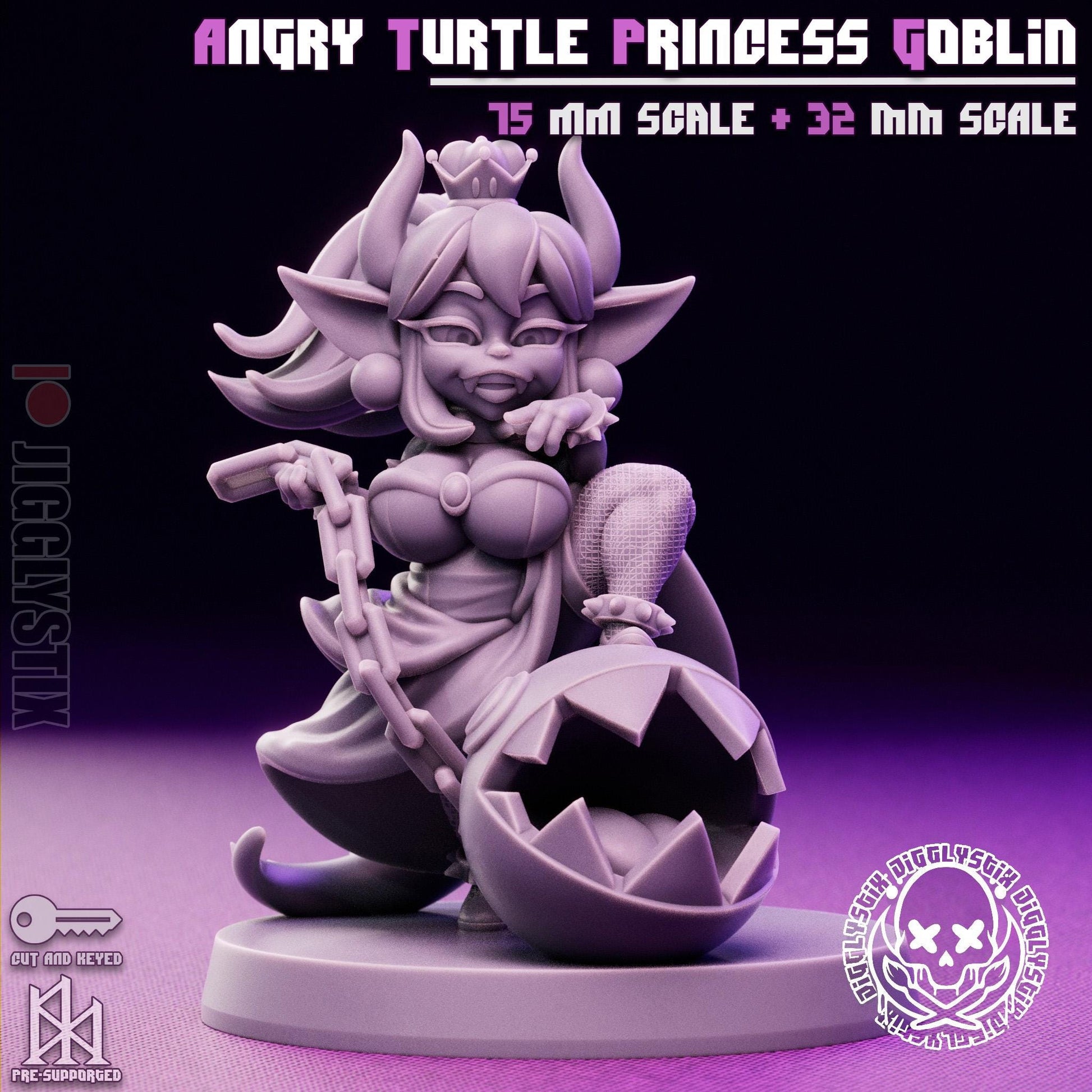 Angry Turtle Princess Goblin Pin Up Miniature | Jigglystix