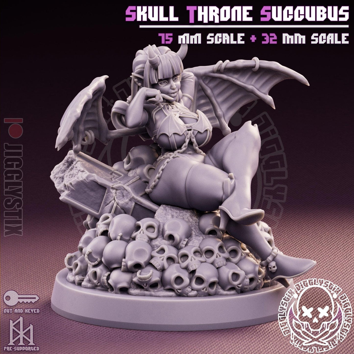 Skull Throne Succubus Pin Up Miniature | Jigglystix