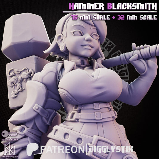 Hammer Blacksmith Pin Up Miniature | Jigglystix