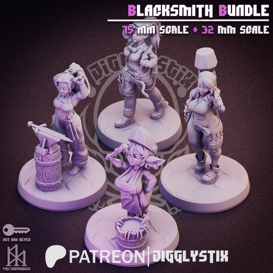 Blacksmith Girl Pin Up Miniature Bundle | Jigglystix