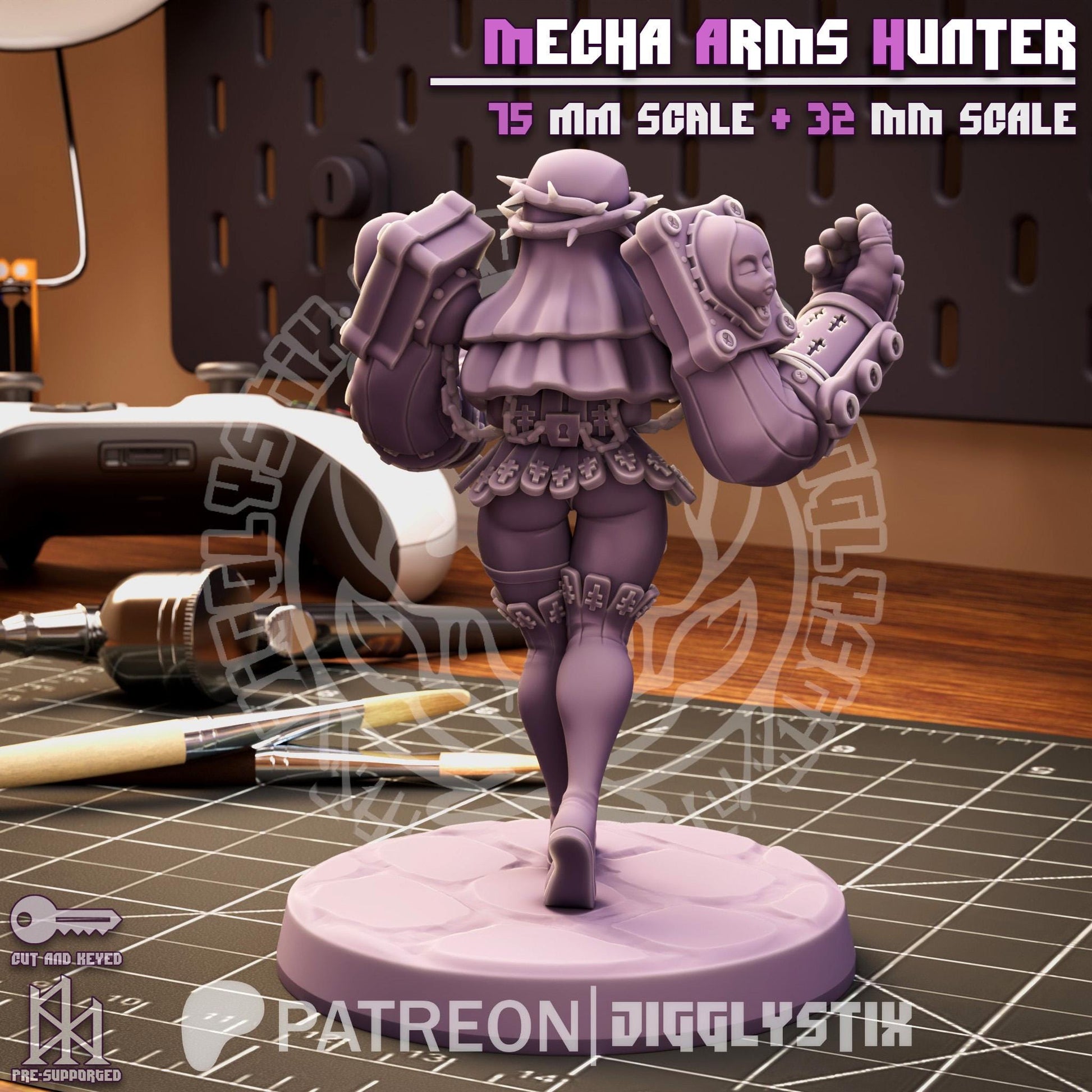 Mecha Arms Vampire Hunter Pin Up Miniature | Jigglystix