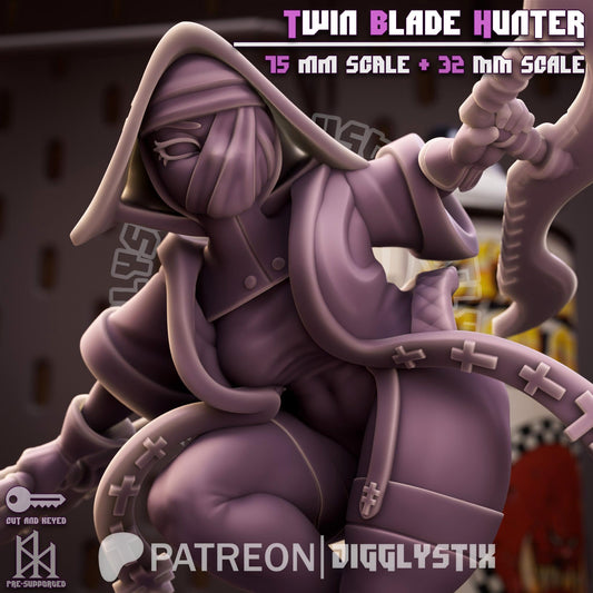 Twin Blade Vampire Hunter Pin Up Miniature | Jigglystix