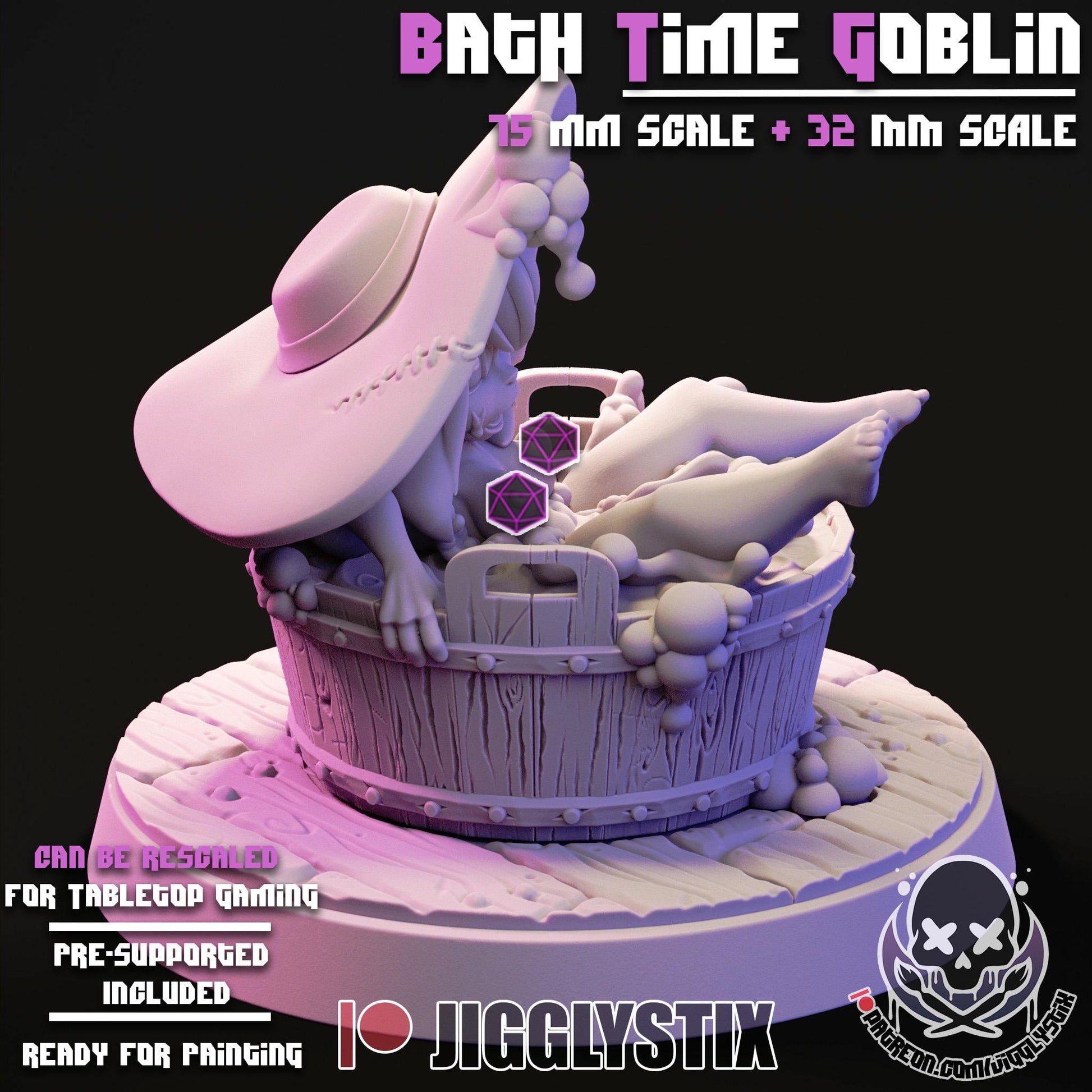 Bath Time Goblin Girl Miniature | Jigglystix