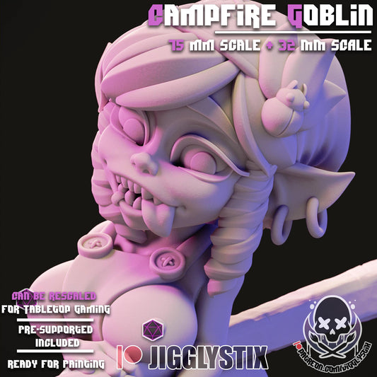 Campfire Goblin Girl Miniature | Jigglystix