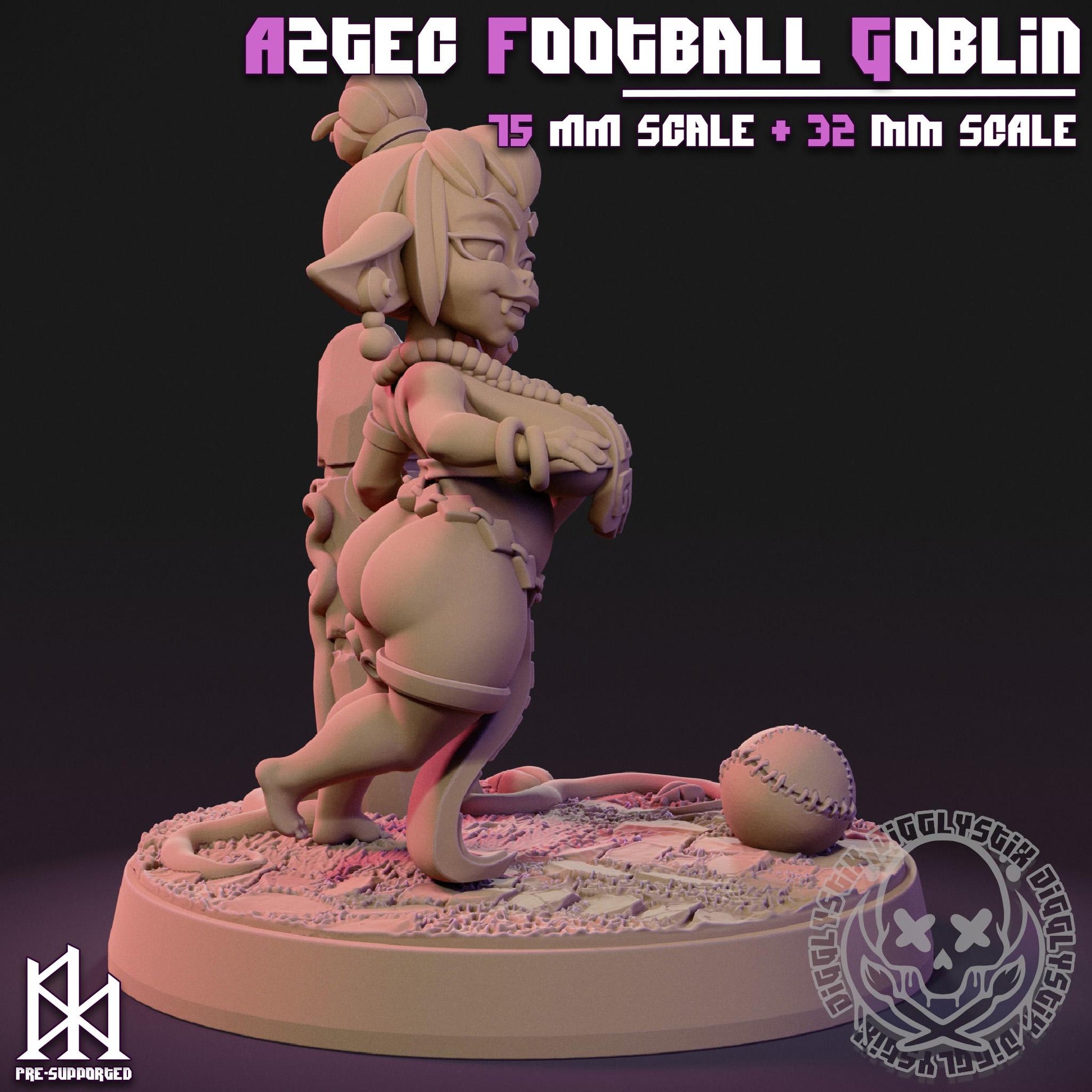 Aztec Football Goblin Girl Miniature | Jigglystix