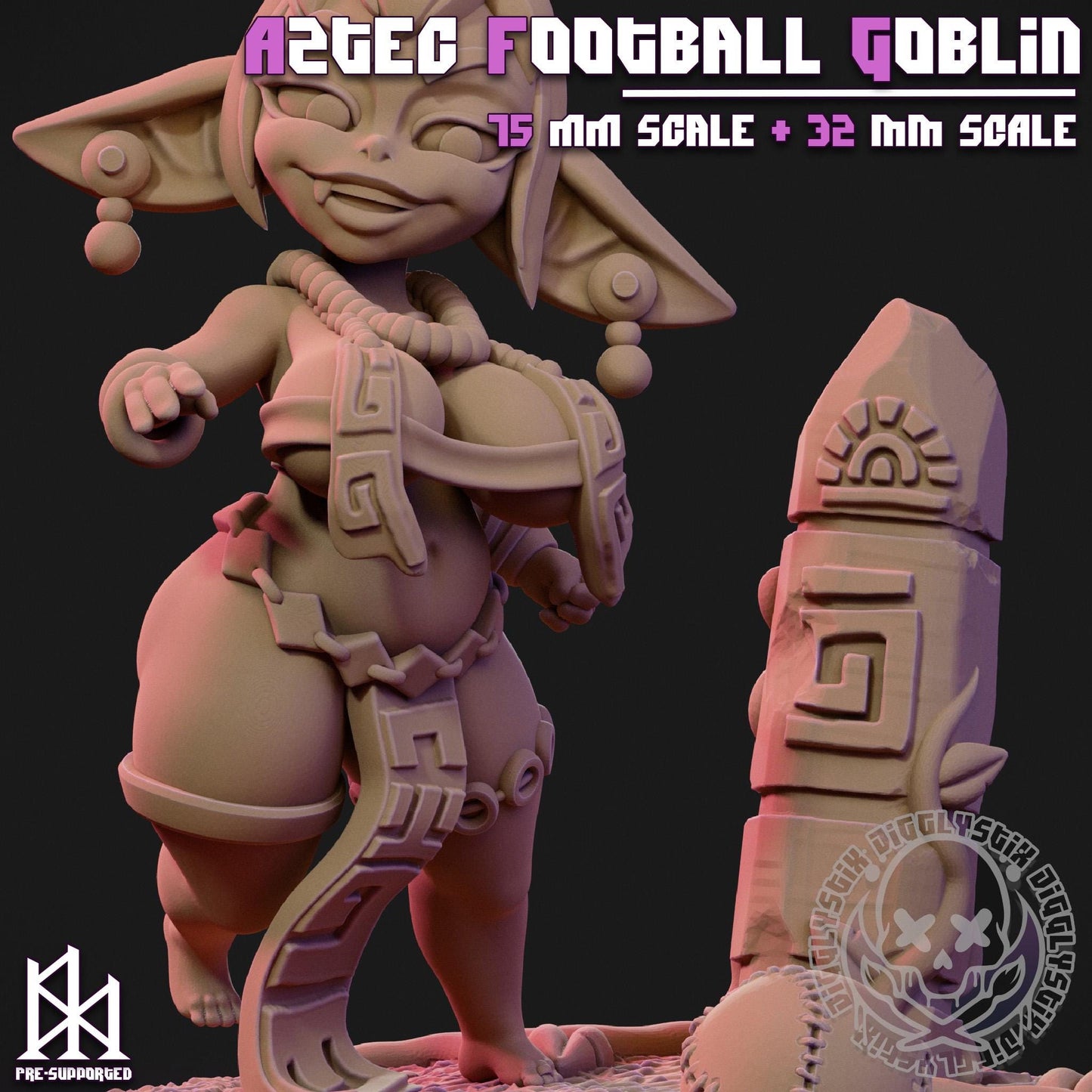 Aztec Football Goblin Girl Miniature | Jigglystix