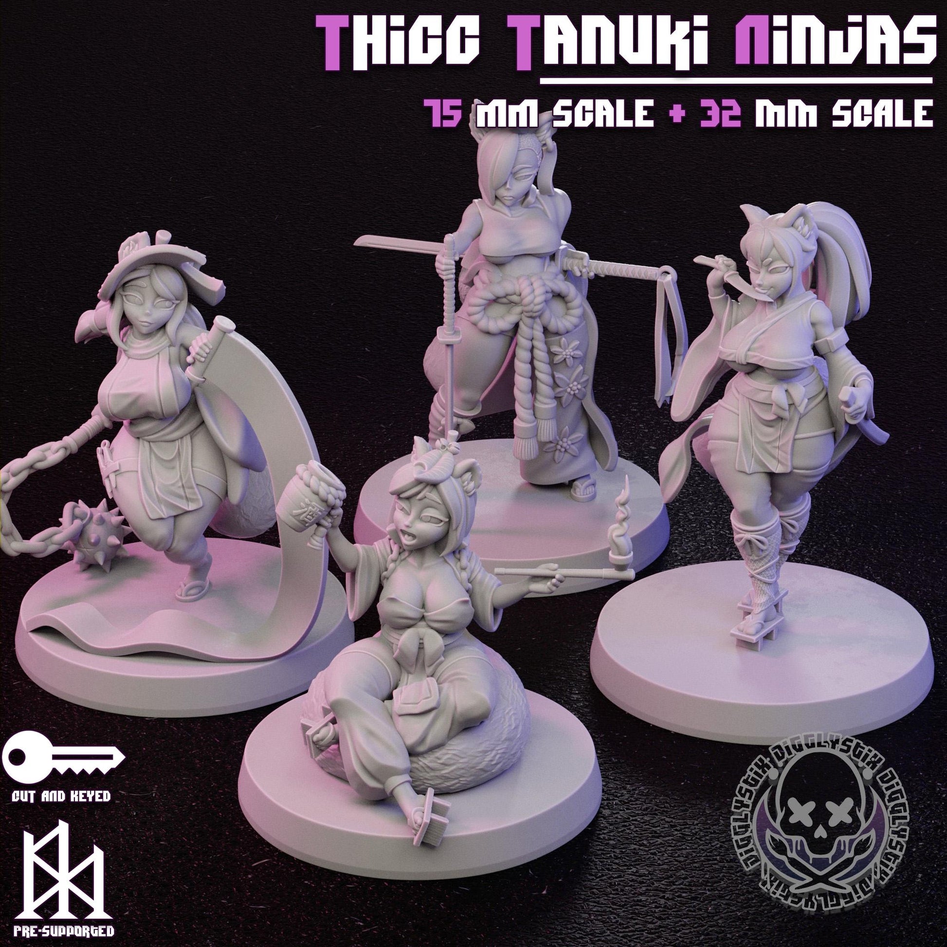 Thicc Tanuki Ninjas Miniature Bundle | Jigglystix