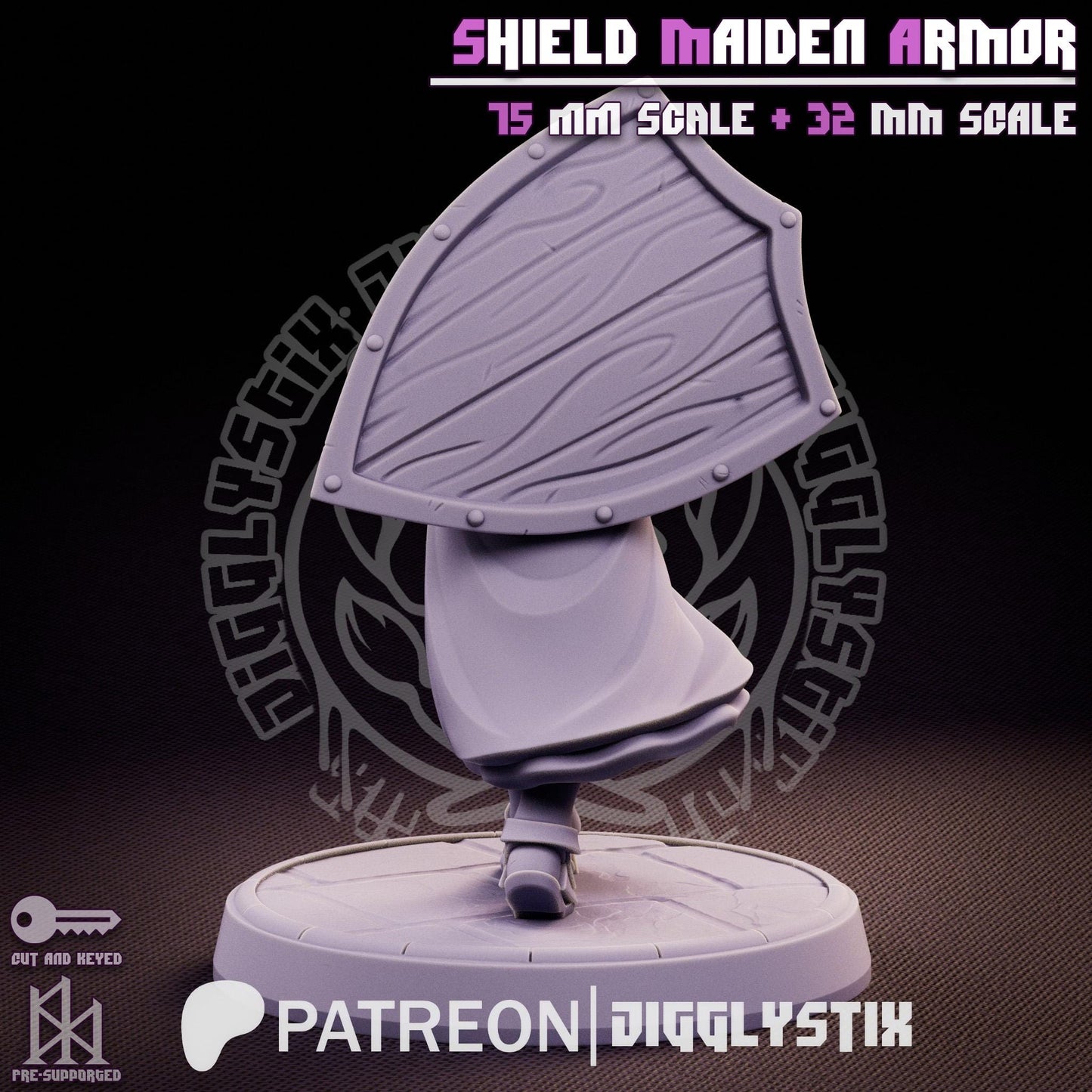 Shield Maiden Soldier Pin Up Miniature | Jigglystix