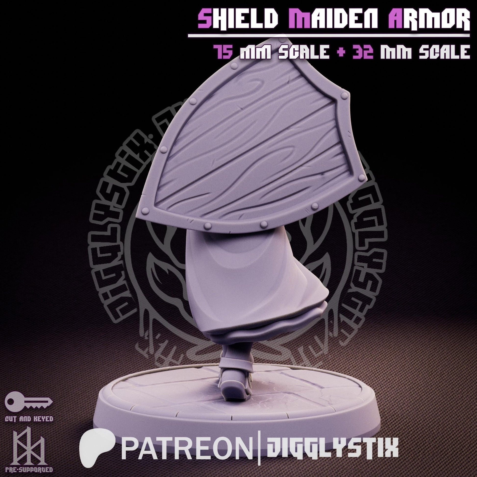 Shield Maiden Soldier Pin Up Miniature | Jigglystix