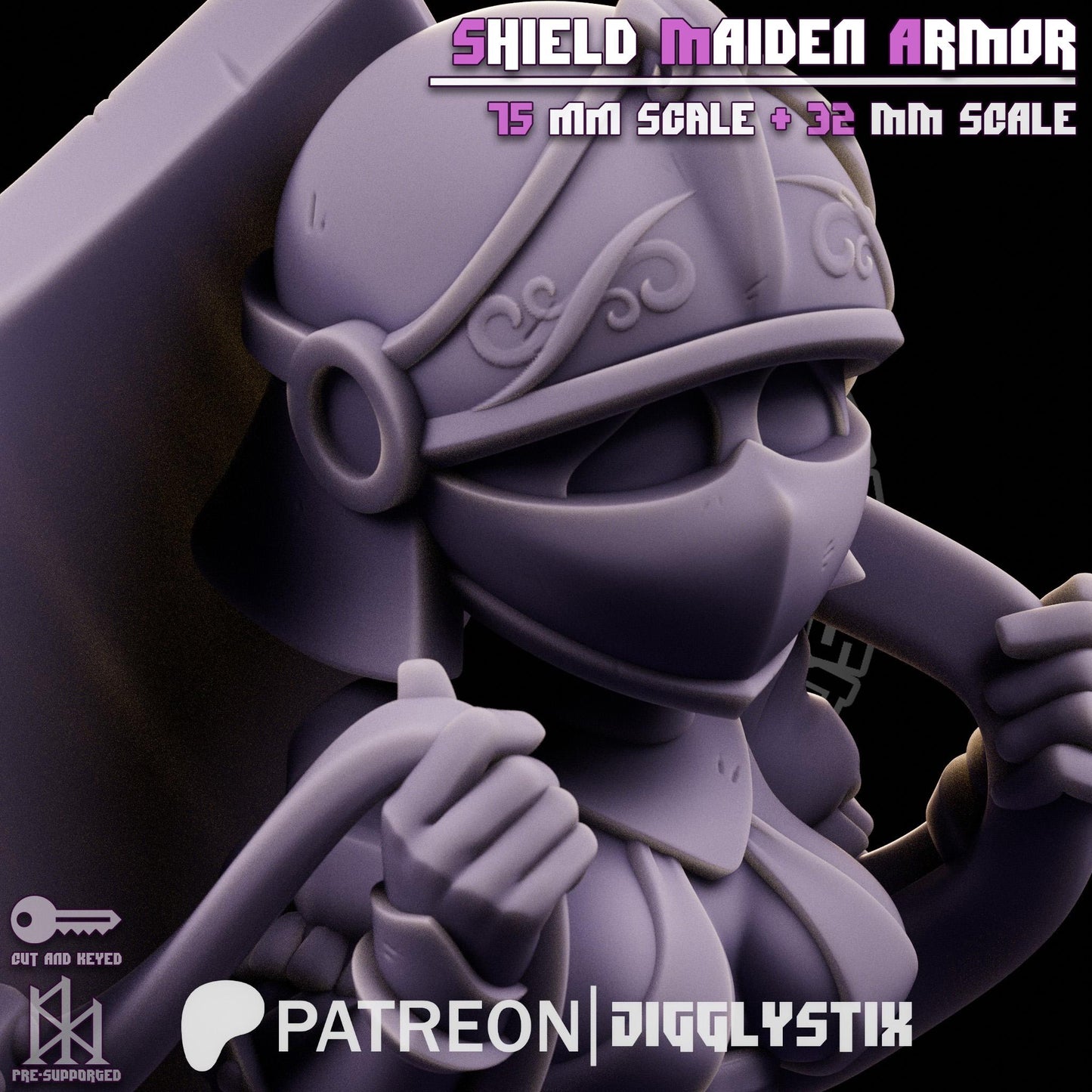 Shield Maiden Soldier Pin Up Miniature | Jigglystix