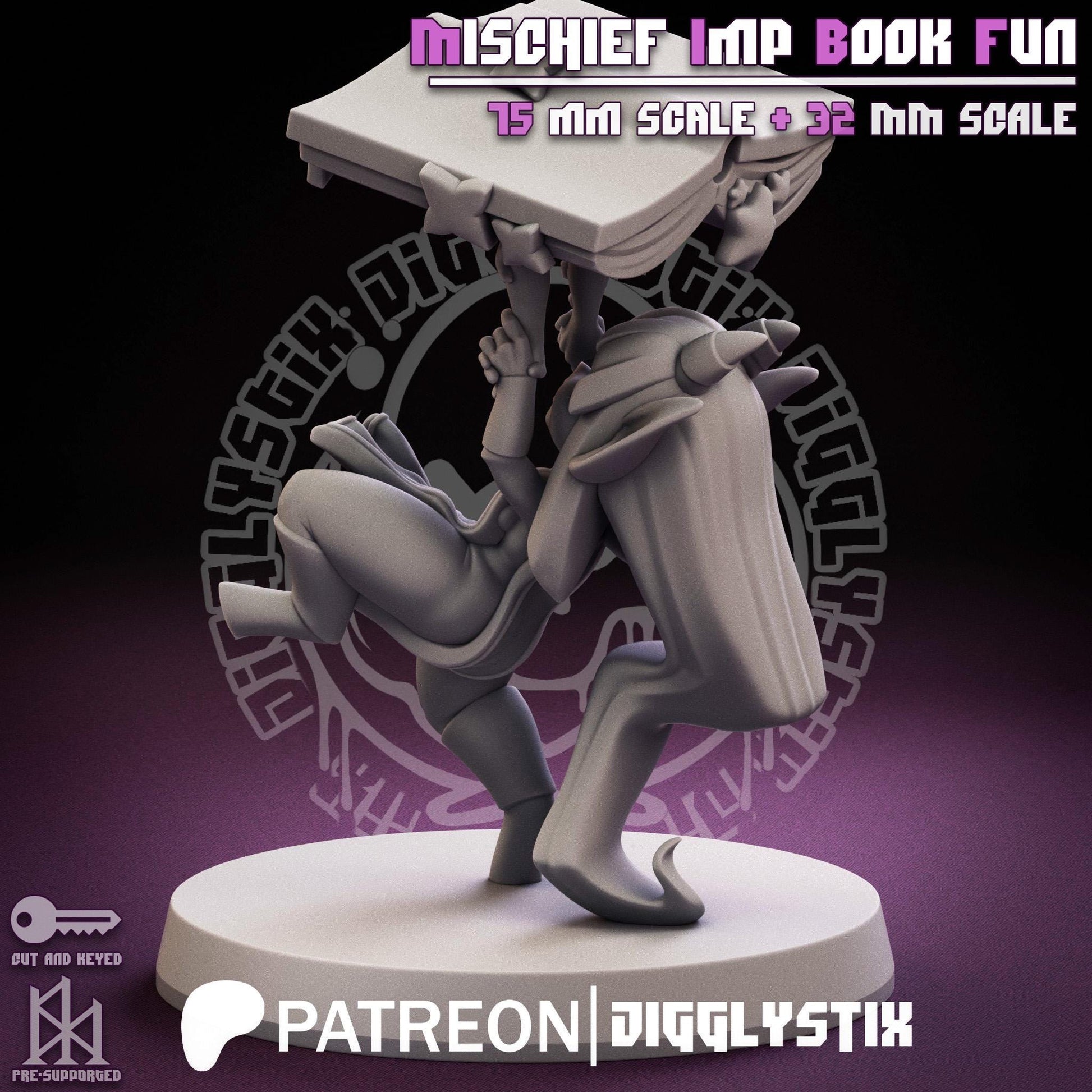 Mischief Imp Book Fun Pin Up Miniature | Jigglystix