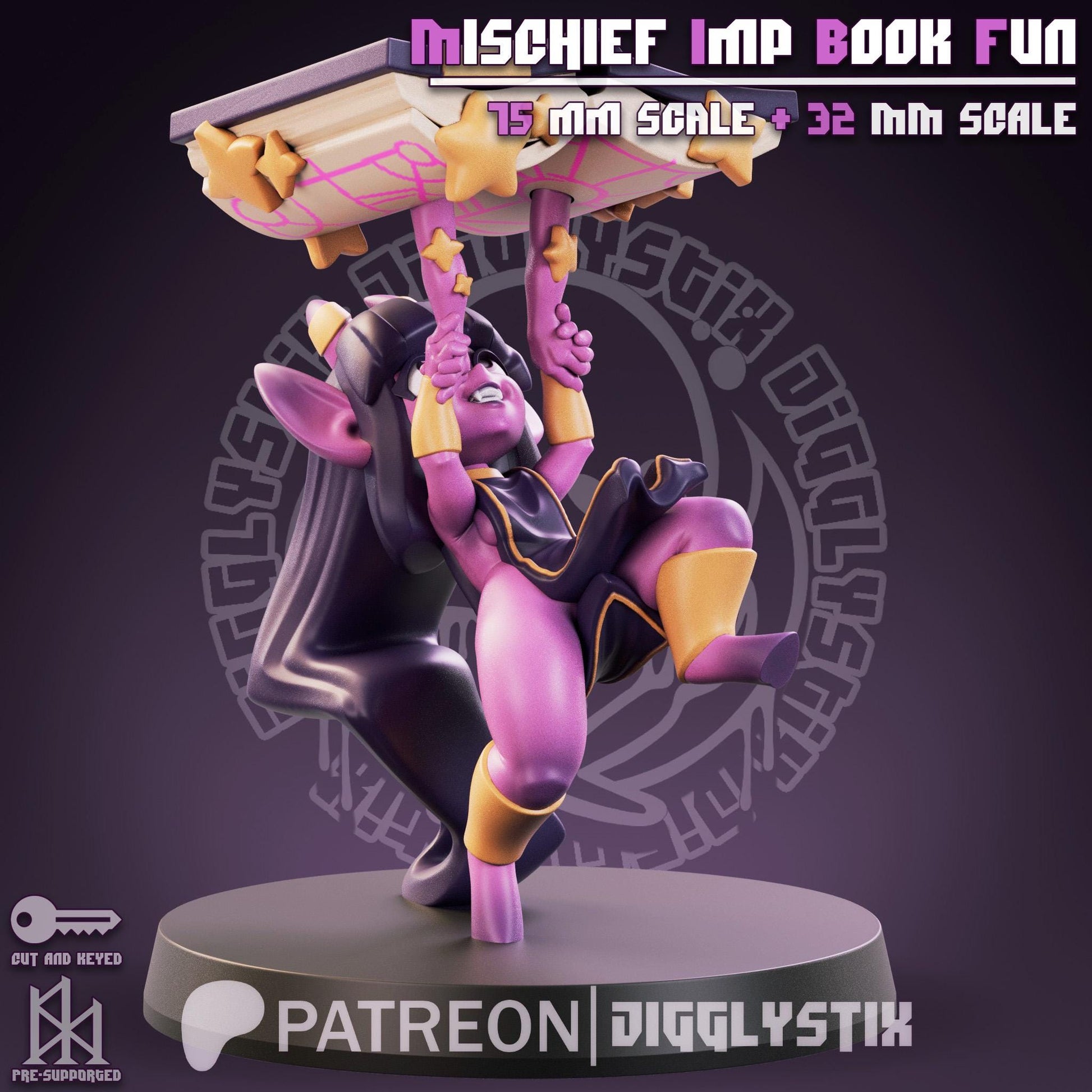 Mischief Imp Book Fun Pin Up Miniature | Jigglystix