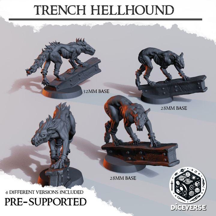 Hellhound Miniature Bundle | 32mm Scale | Trench Crusade | Diceverse