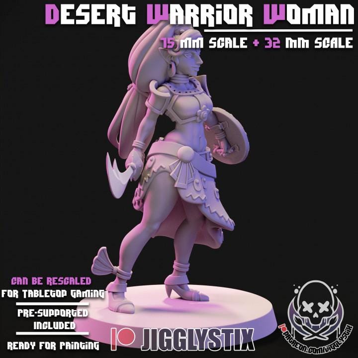 Desert Warrior Woman Pin Up Miniature | Jigglystix