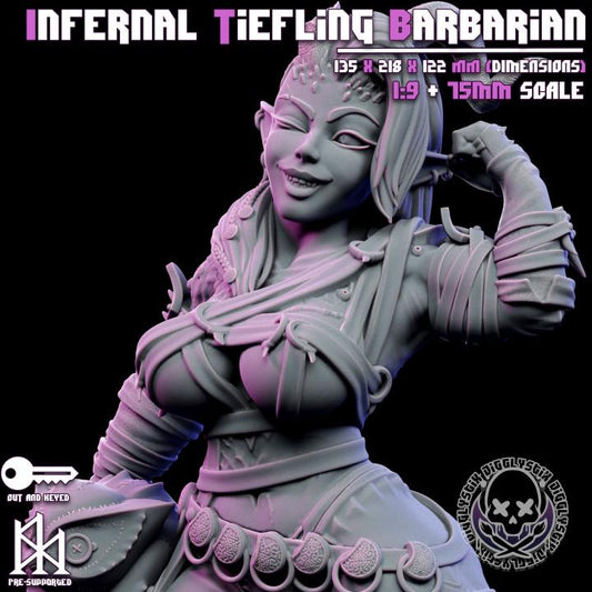 Infernal Tiefling Barbarian Pin Up Miniature | Jigglystix