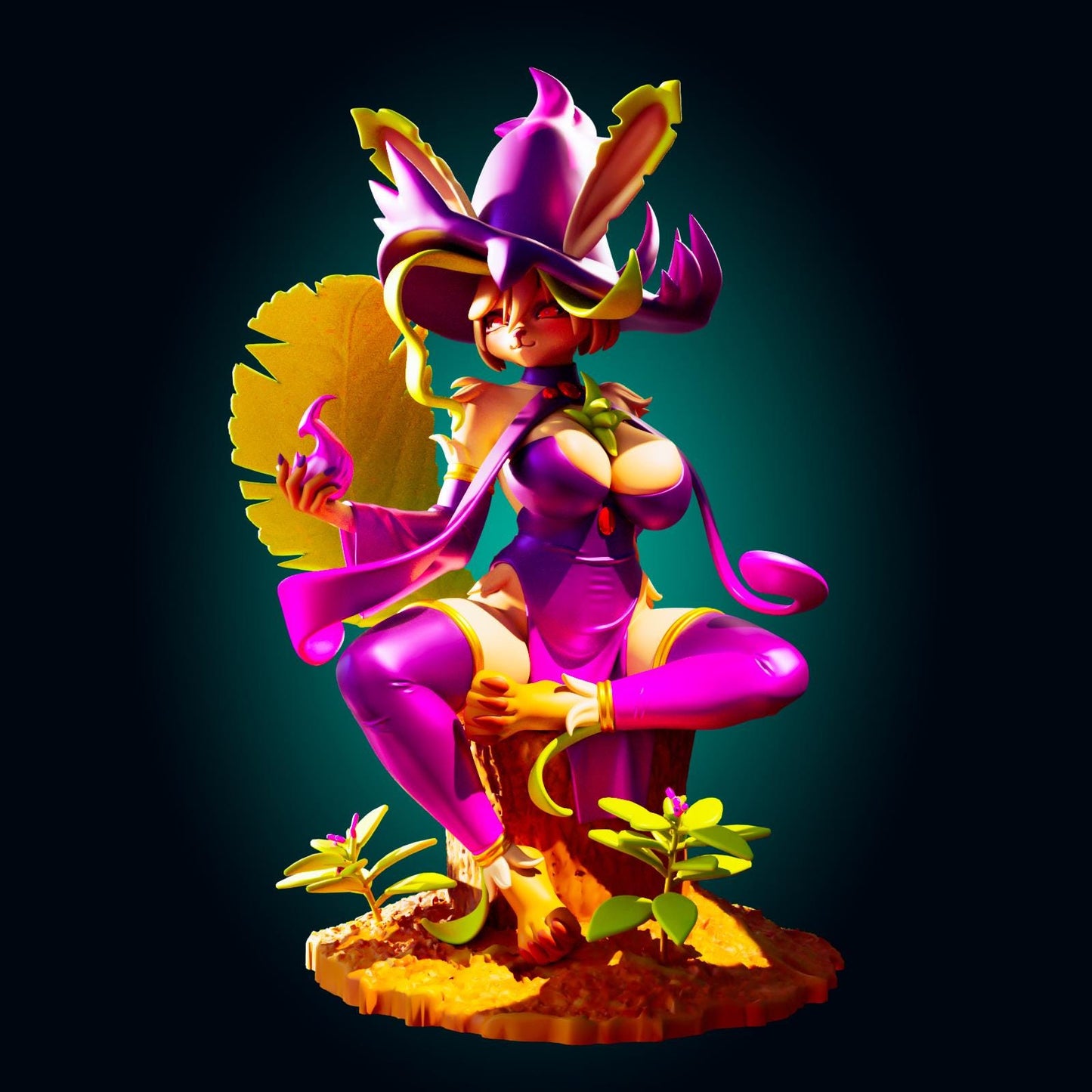 Leaf Fox Girl Model Kit | 3D Resin Print Figurine | Officer Rhu