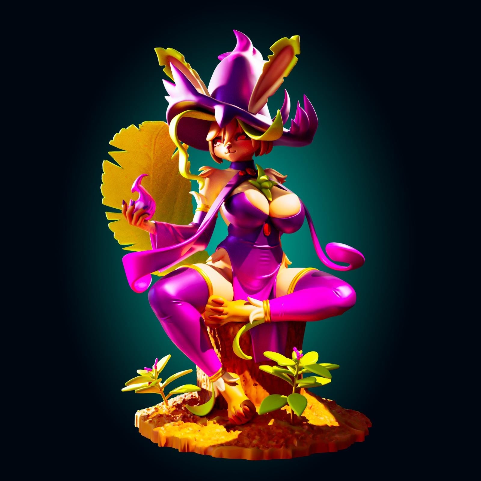 Leaf Fox Girl Model Kit | 3D Resin Print Figurine | Officer Rhu
