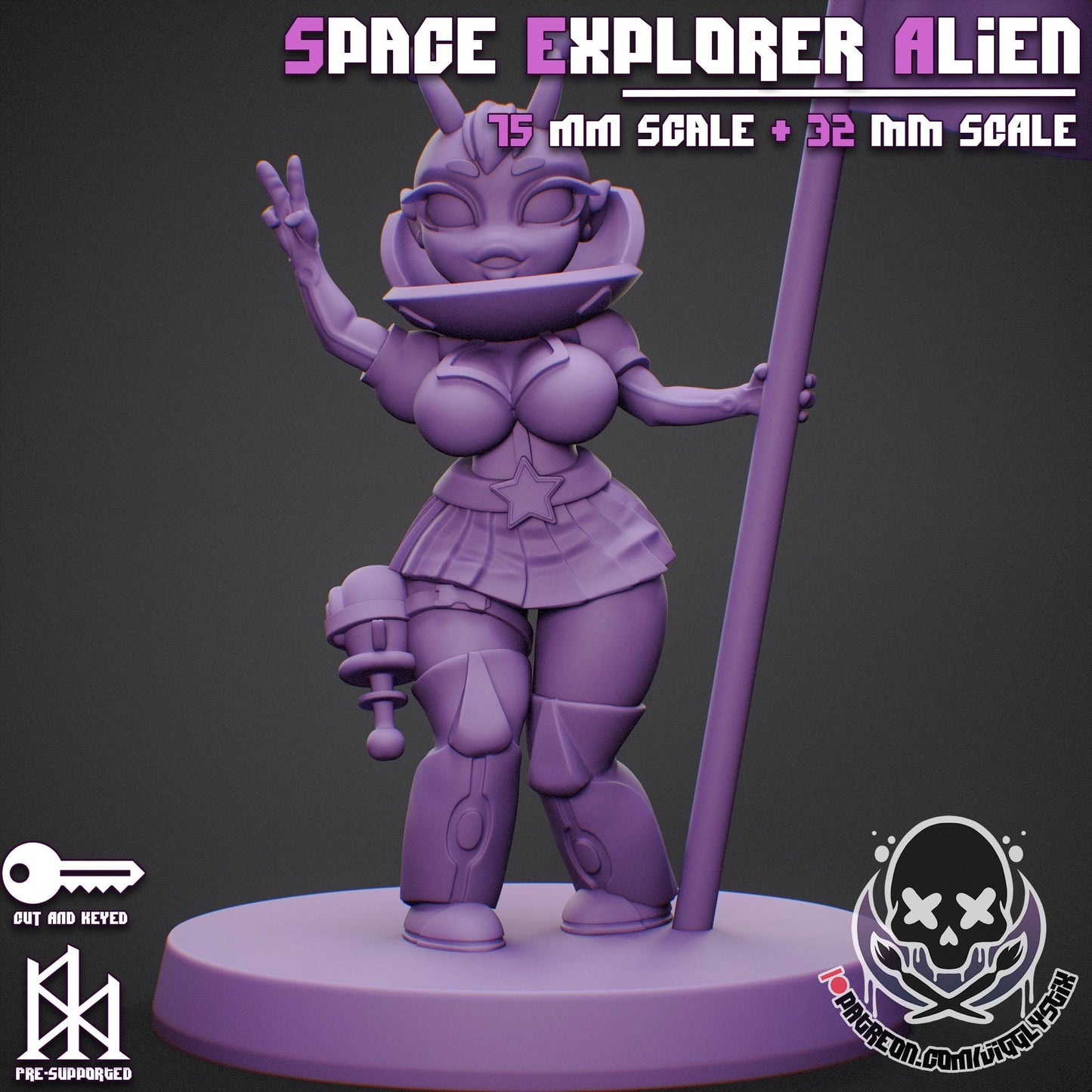 Space Explorer Alien Pin Up Miniature | Jigglystix