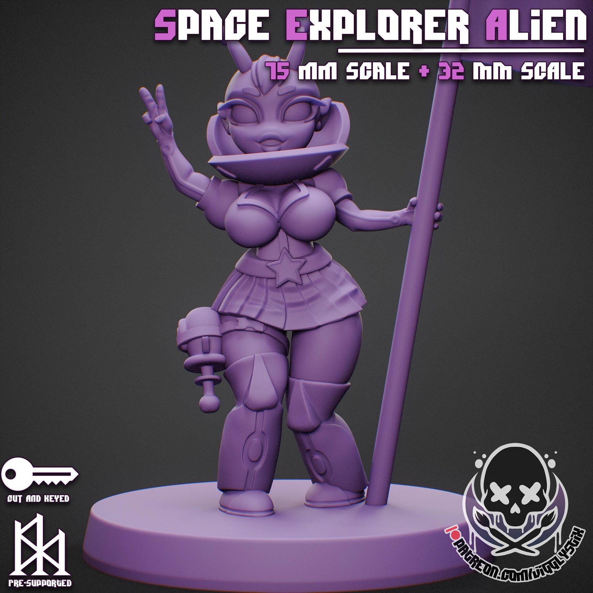 Space Explorer Alien Pin Up Miniature | Jigglystix